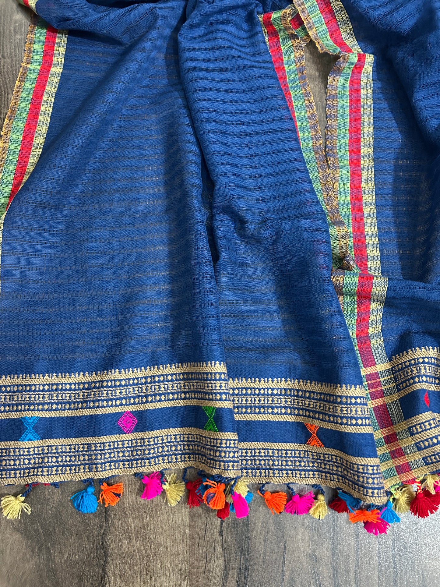 Bhujodi Embroidered Cotton Stole with tassels