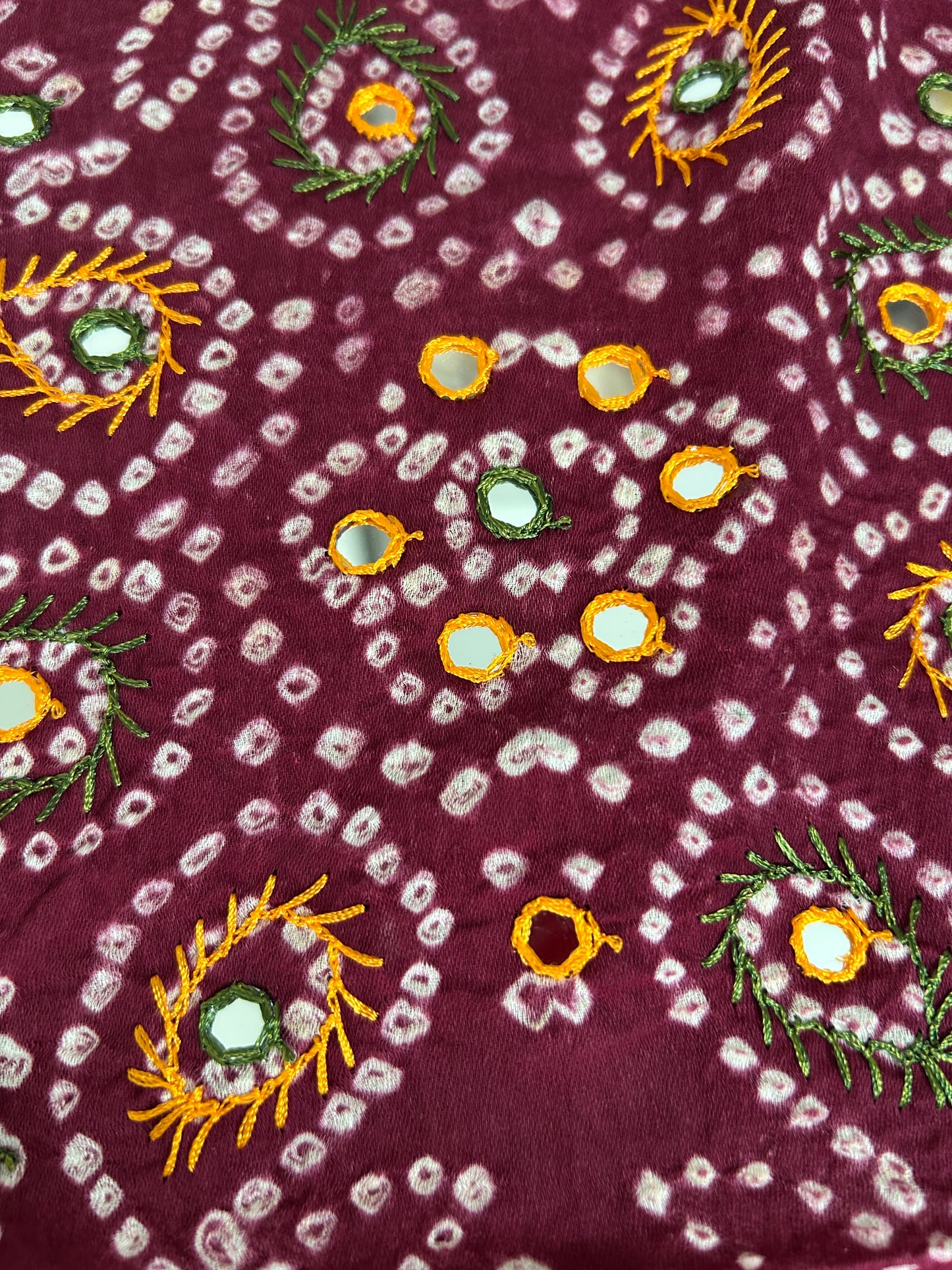 Bandhej HandWork and Mirror Work Cotton Dress Material