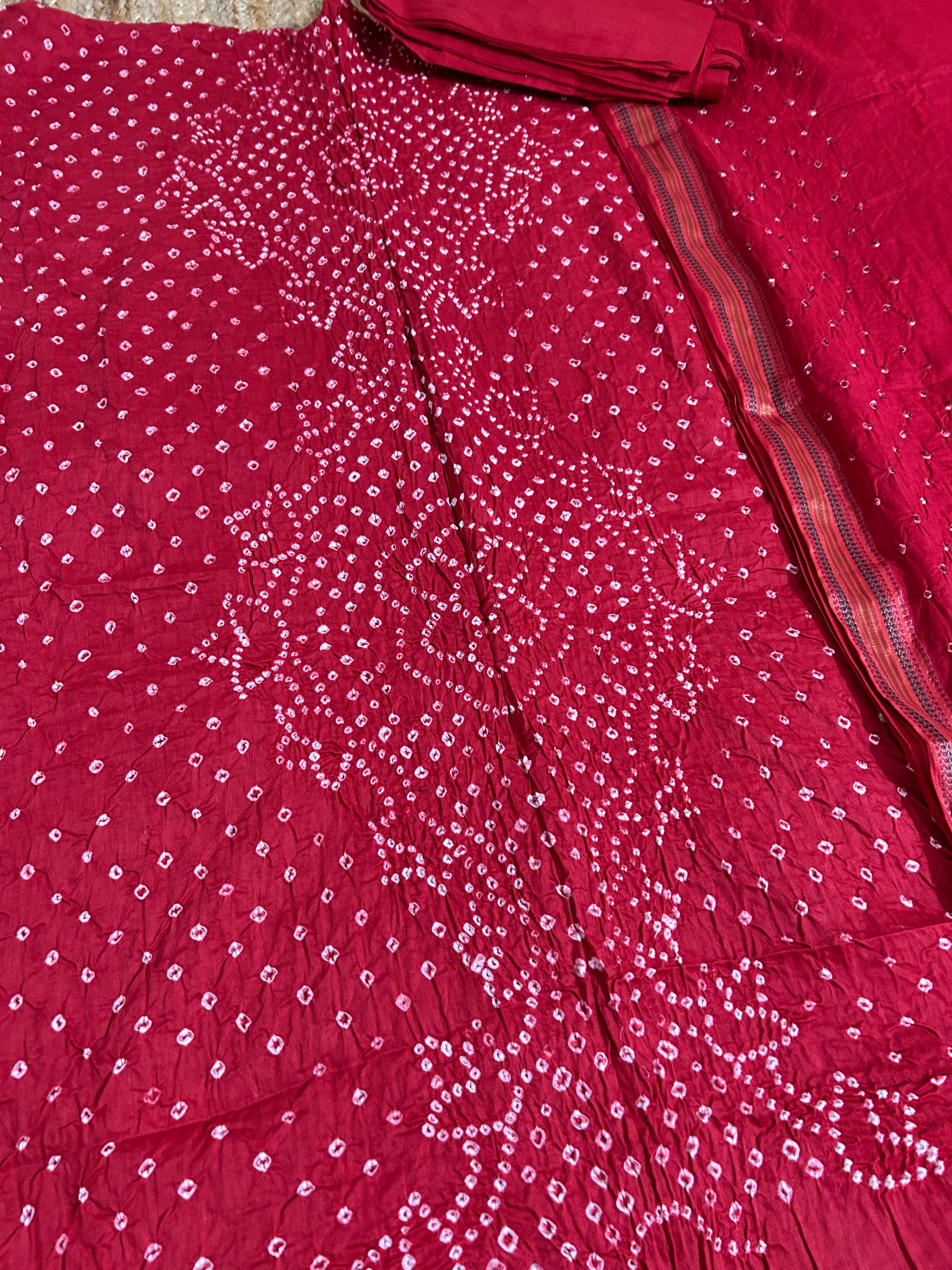 Bandhej Satin Cotton Dress Material