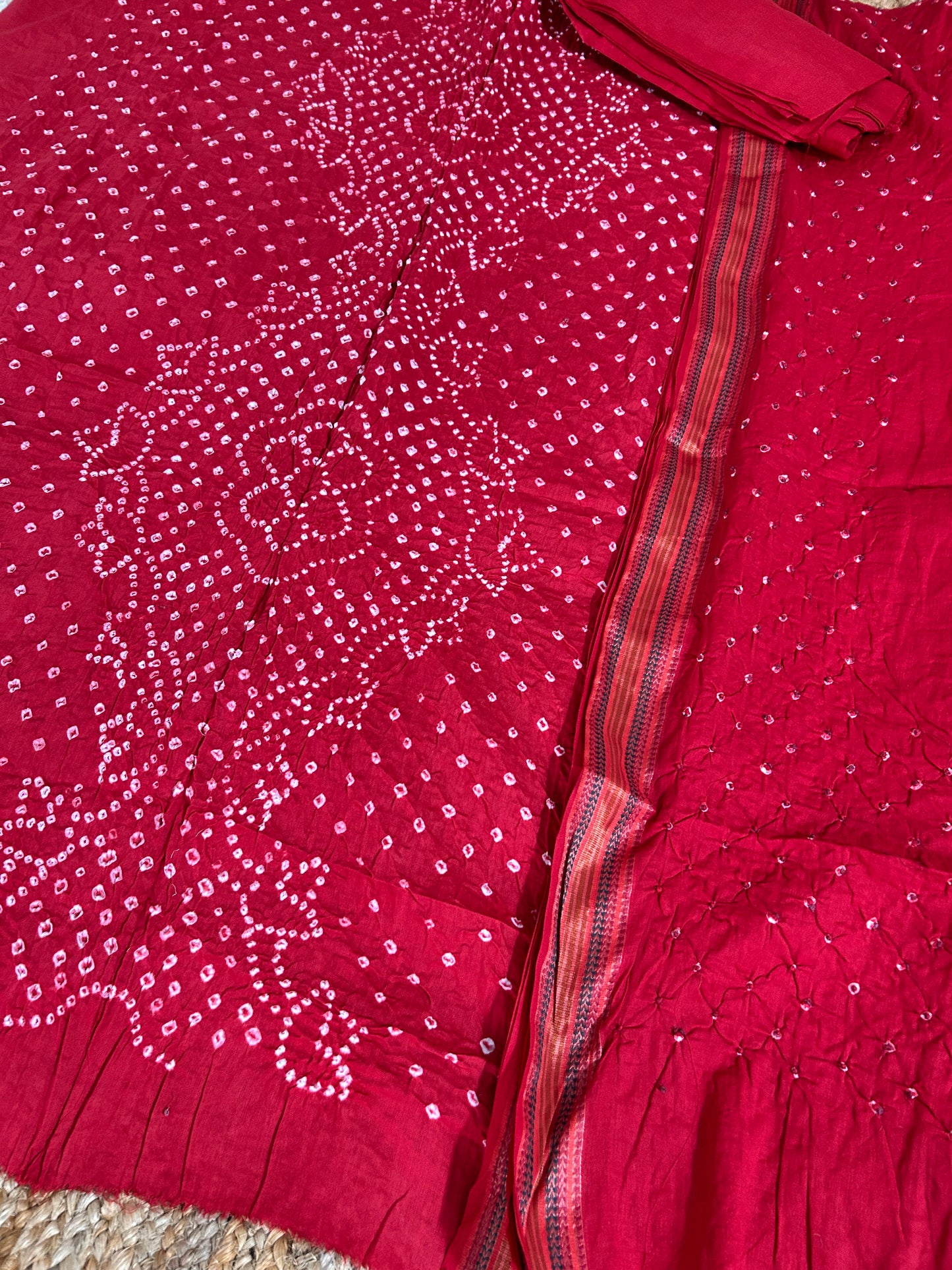 Bandhej Satin Cotton Dress Material