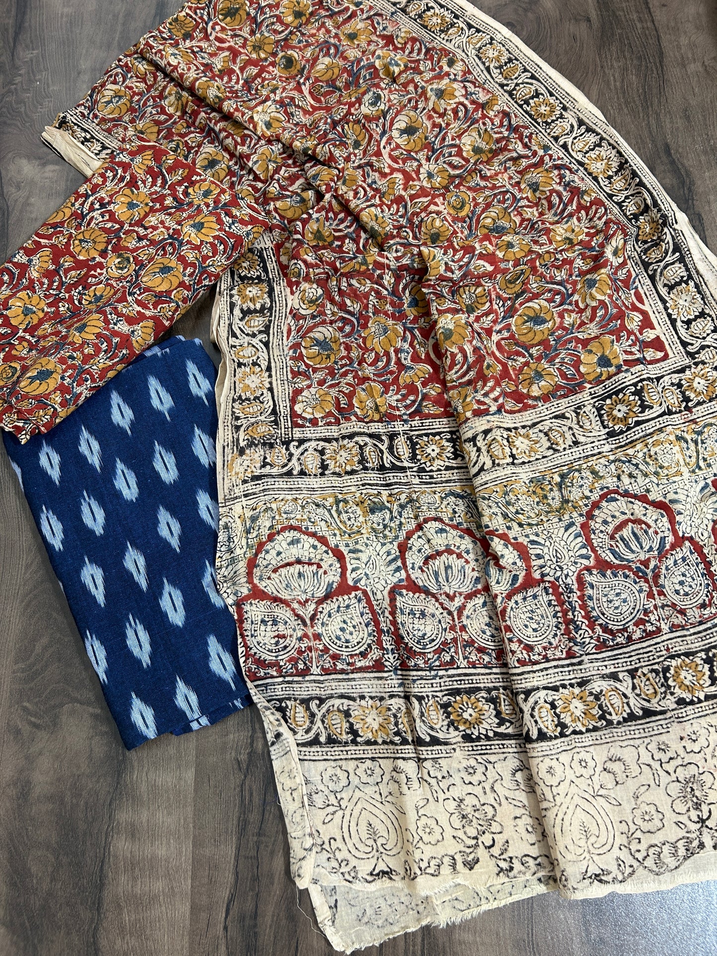 Ikat Kalamkari Cotton Dress Material