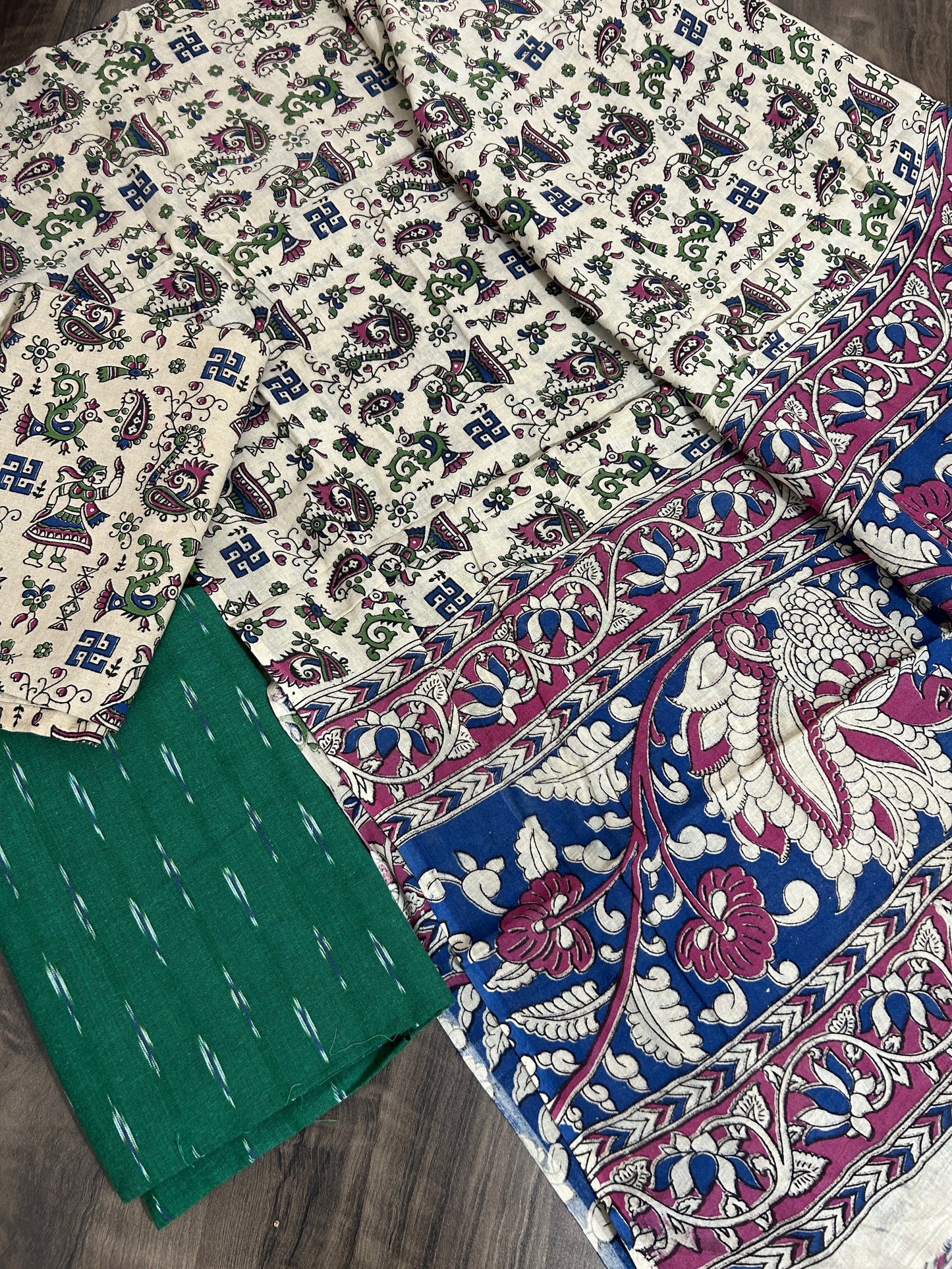 Ikat Kalamkari Cotton Dress Material