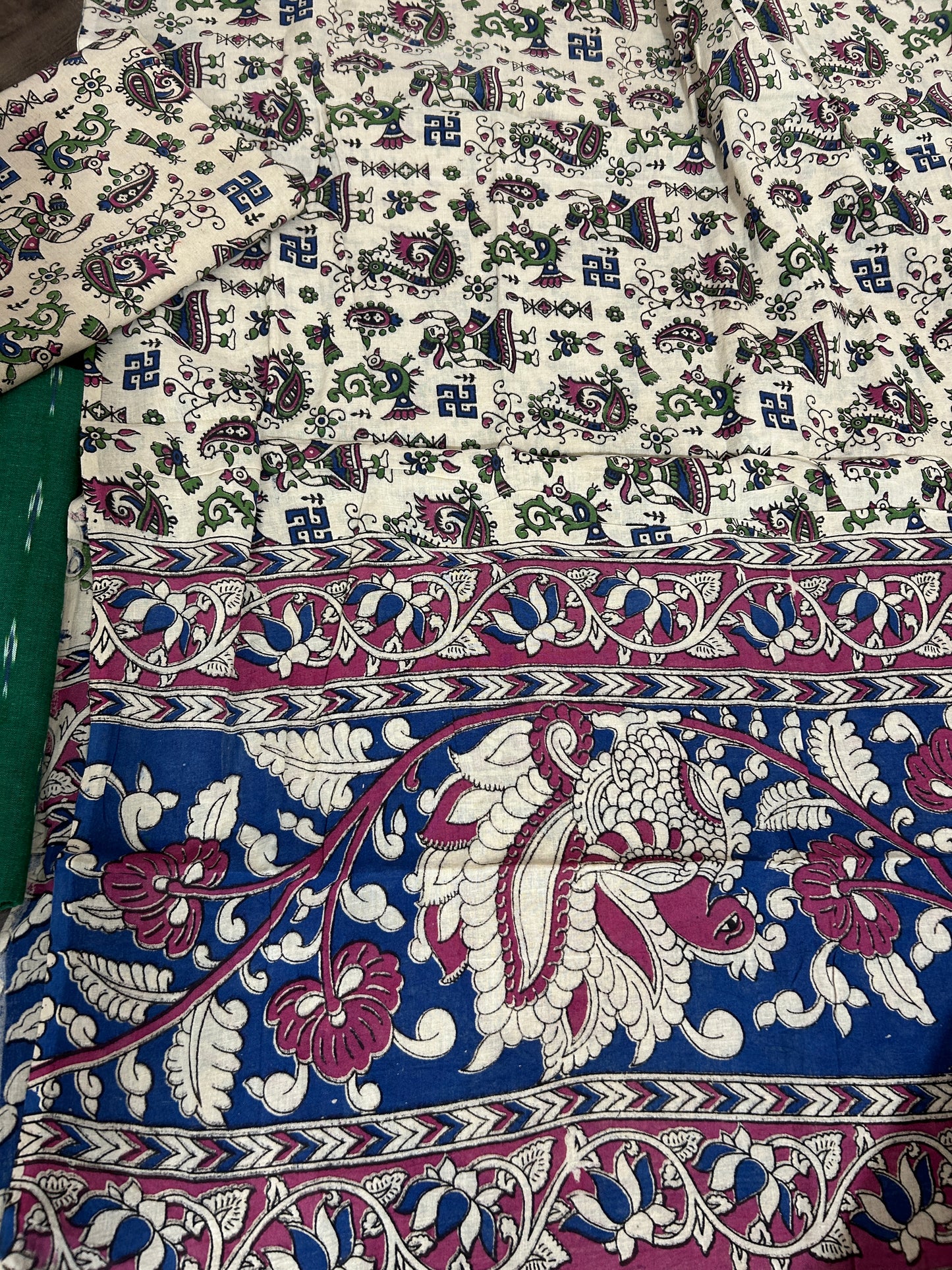 Ikat Kalamkari Cotton Dress Material