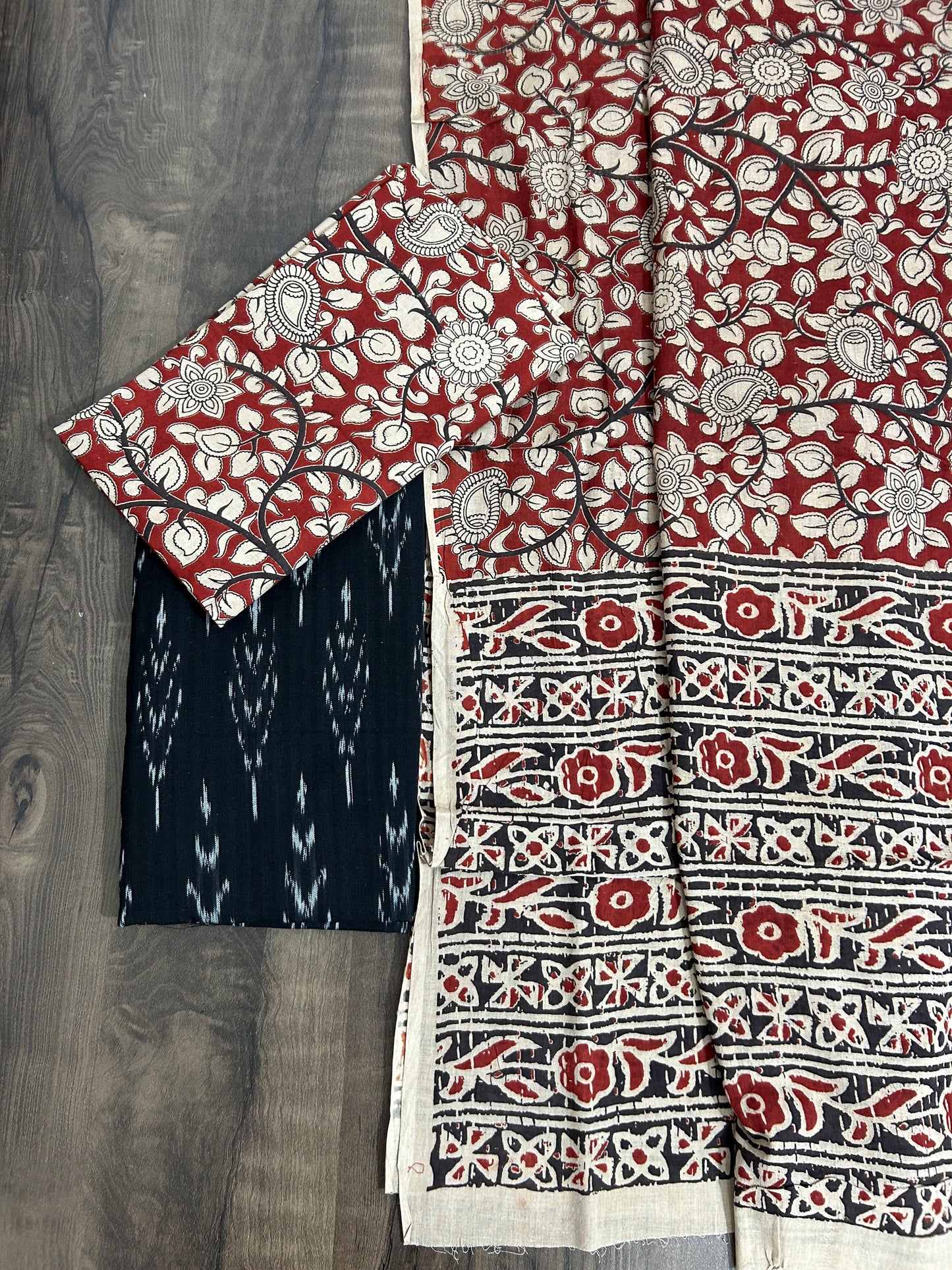 Ikat Kalamkari Cotton Dress Material
