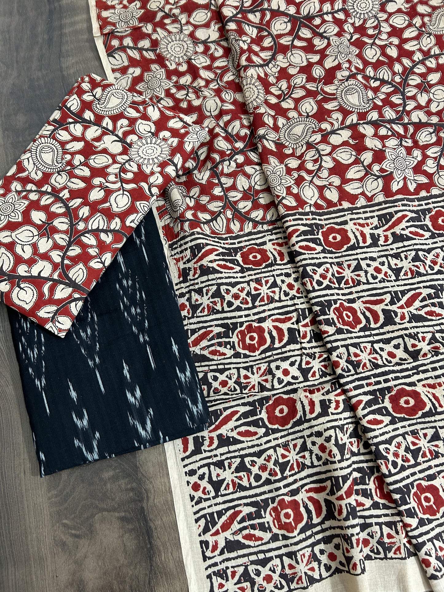 Ikat Kalamkari Cotton Dress Material