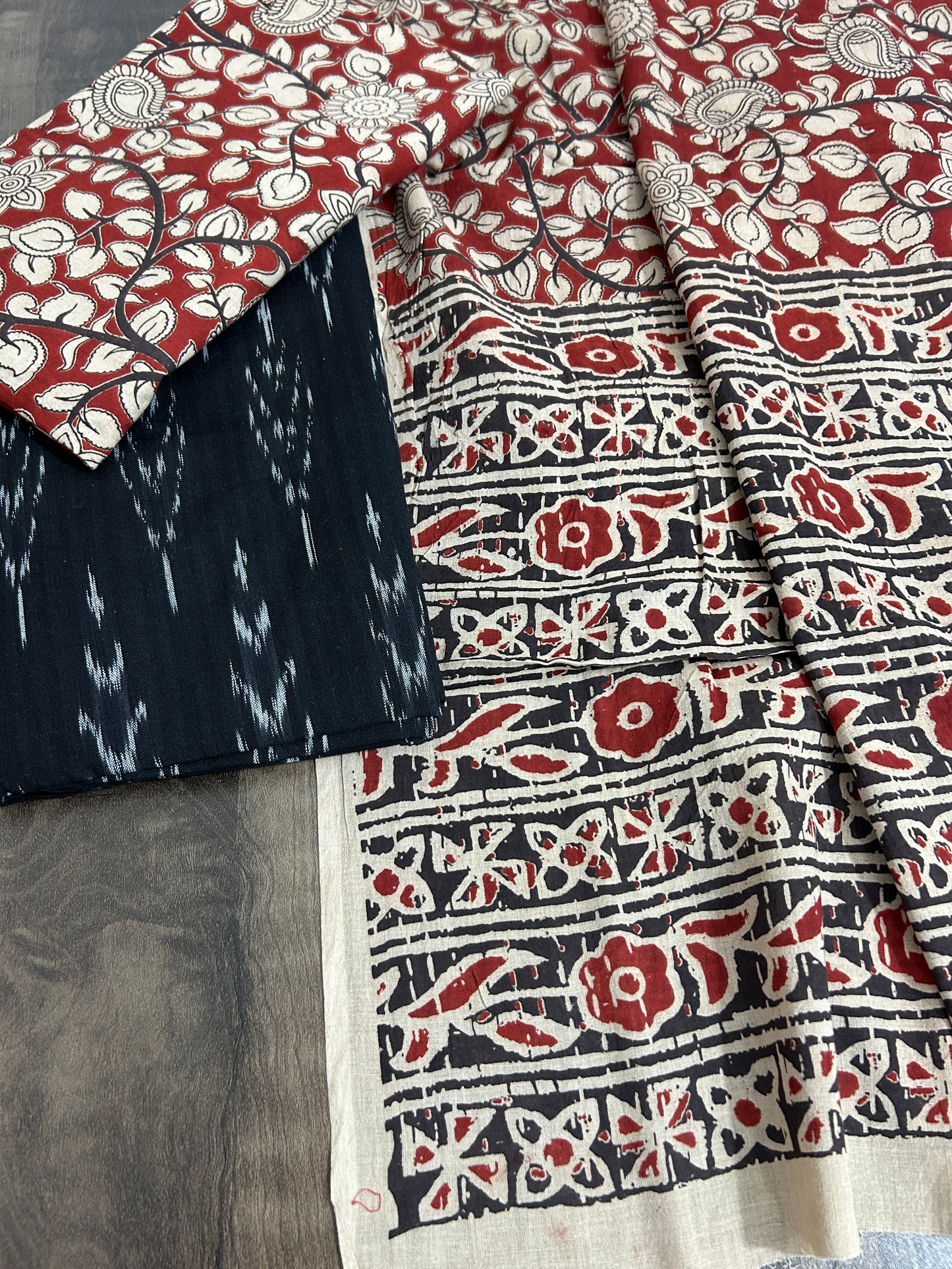 Ikat Kalamkari Cotton Dress Material