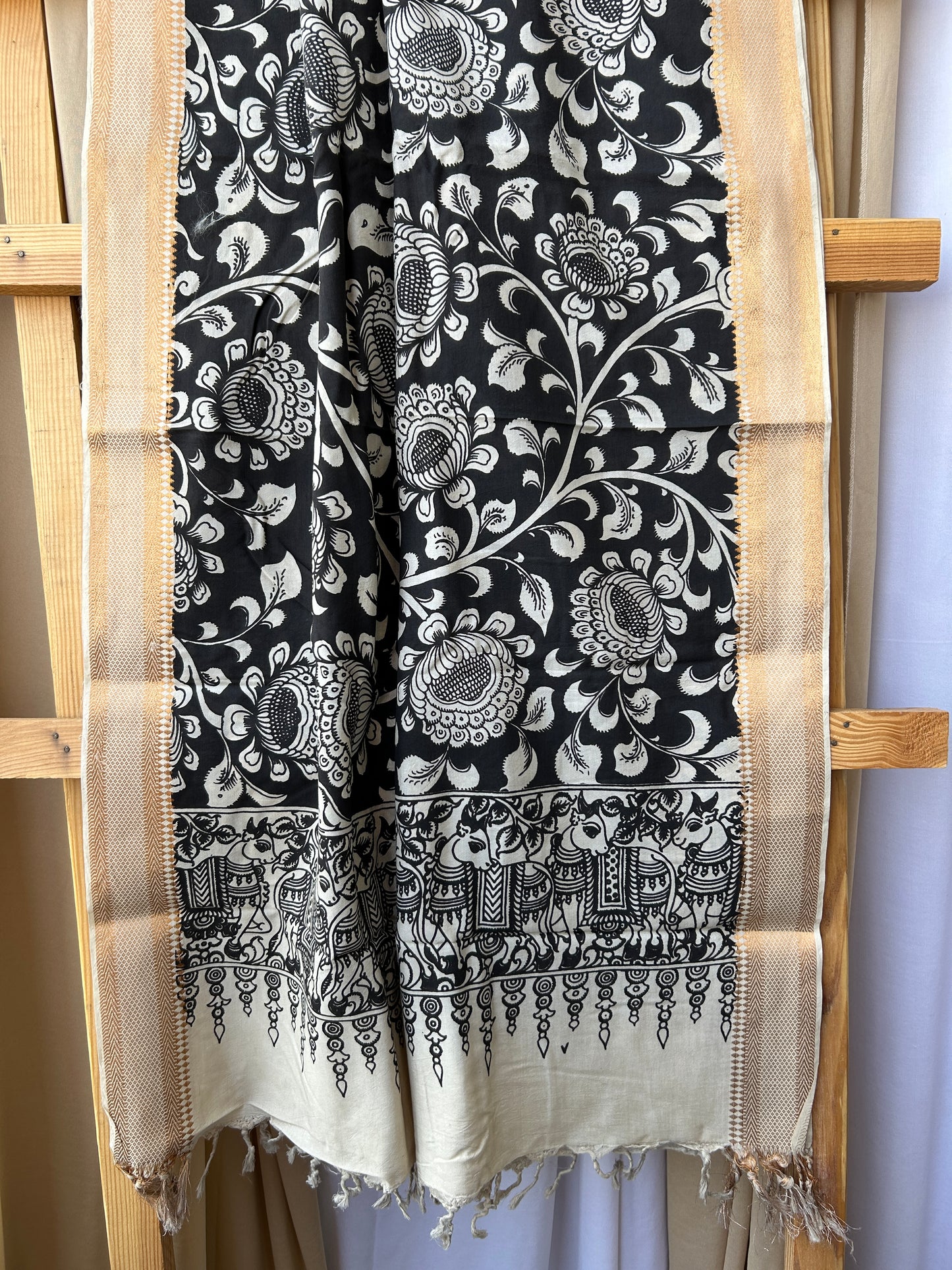Kalamkari Hand Painted Silk Dupatta