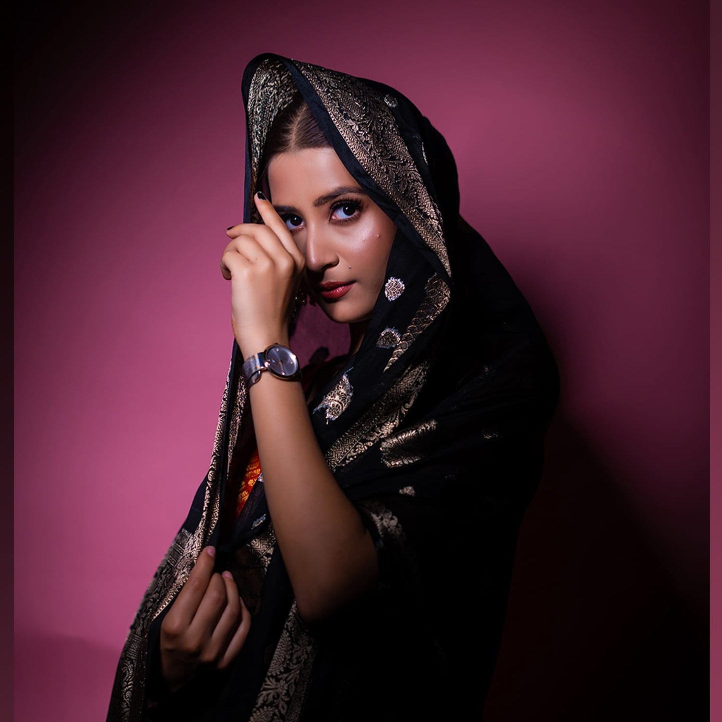 Black Banarasi Soft Semi Georgette Silk Saree