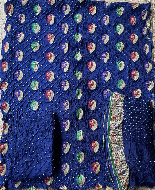Gadwal Silk Bandhej Dress Material