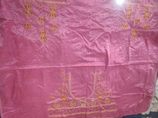 Kutchh Hand Work Mashroo Silk Blouse Piece