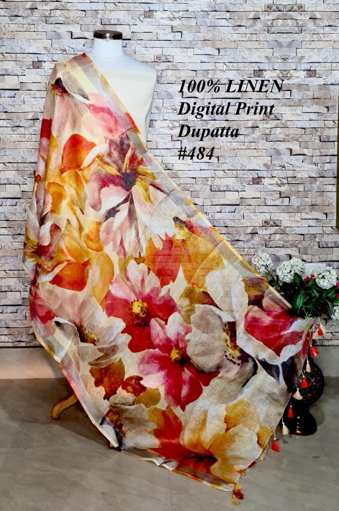 Pure Linen Digital Print Dupatta