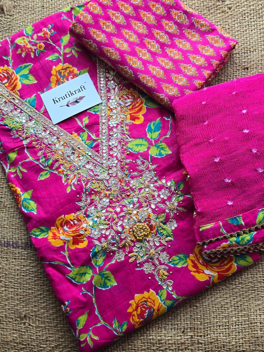 Cotton Handwork Dress Material
