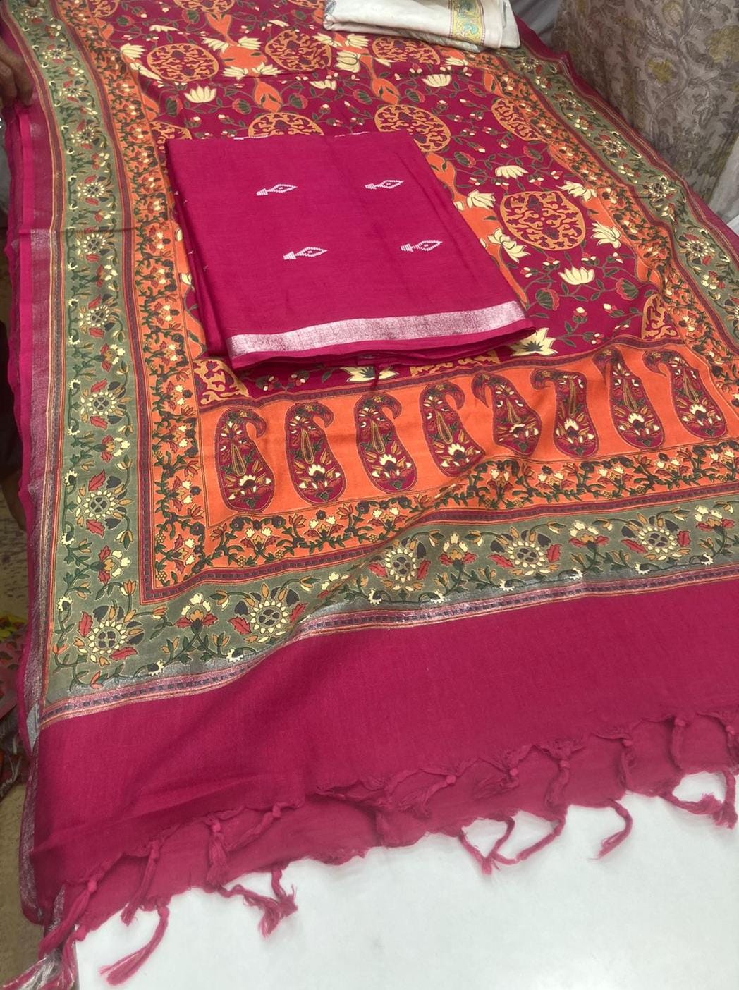 Linen Jamdani Dress Material