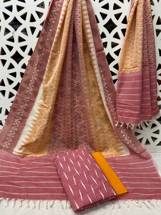 Double Ikat Mercerized Cotton Dress Material