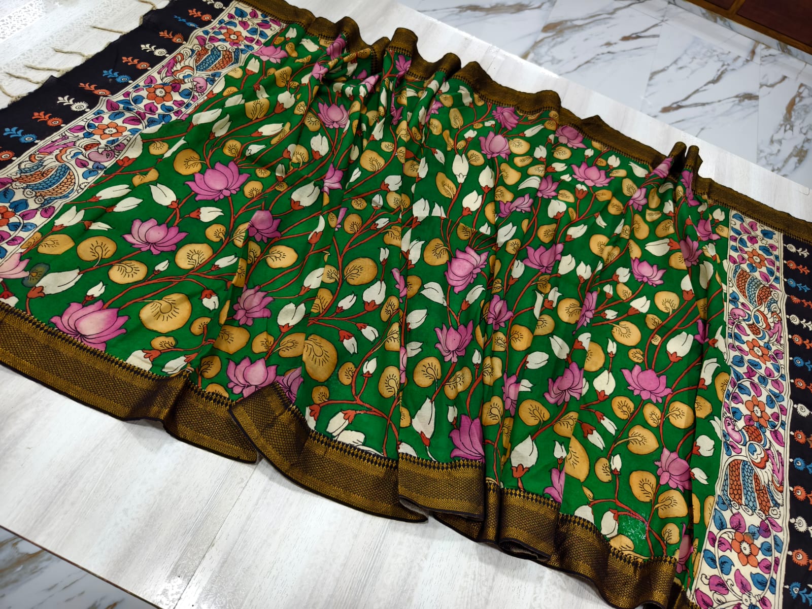 Kalamkari Hand Painted Silk Dupatta