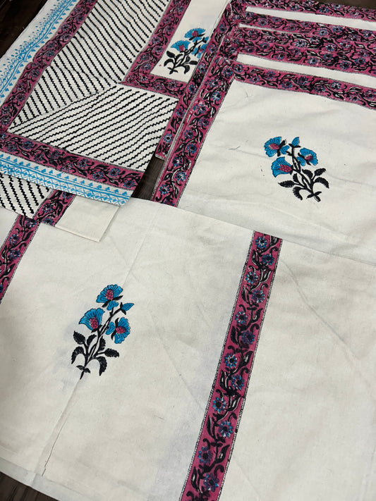 8 pc Hand Block Printed Diwan Set