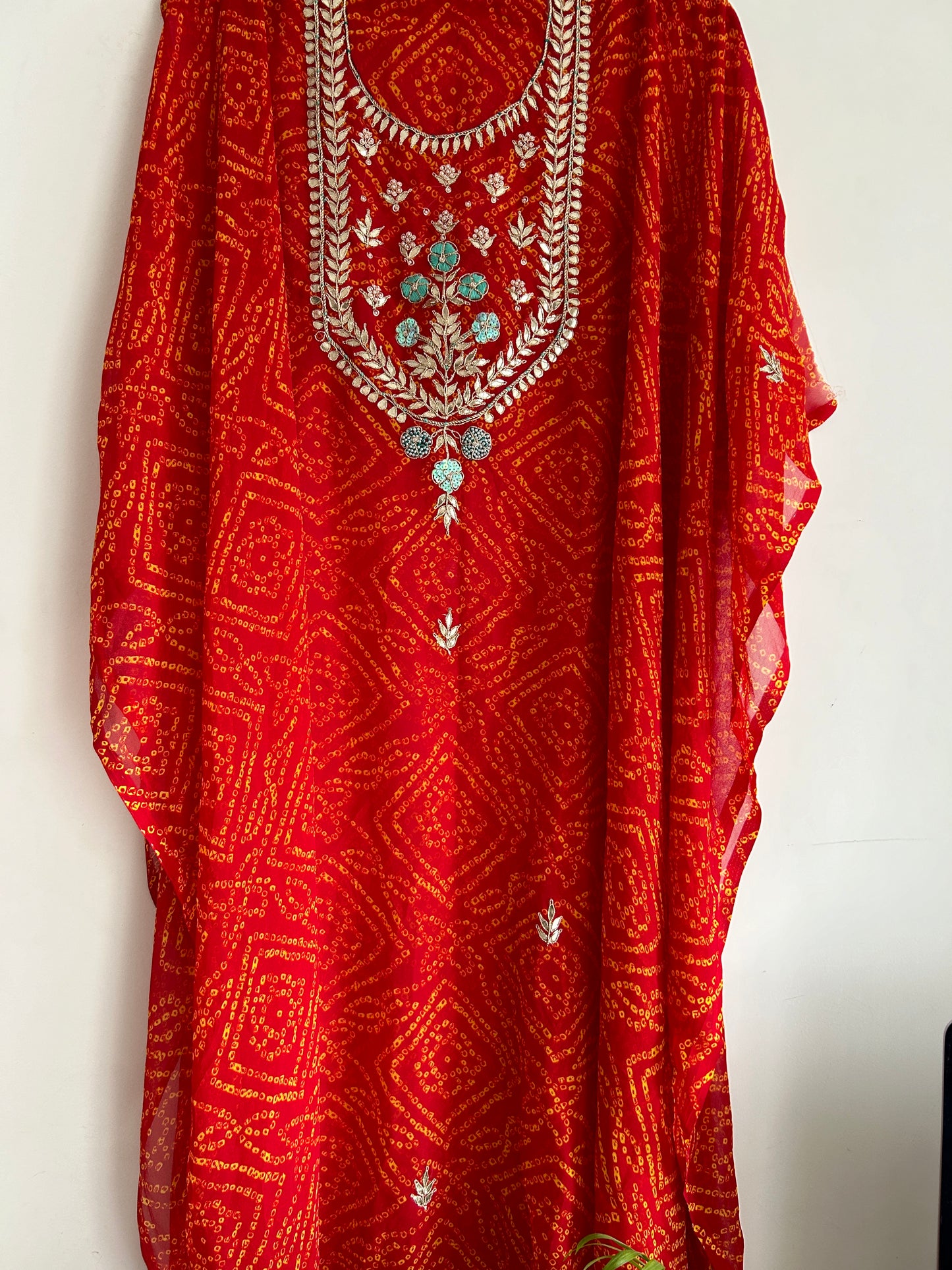 Georgette unstitched Kurti with Jardozi and Gotapatti work