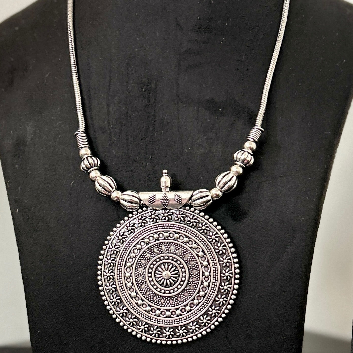 German Silver Oxidized Necklace