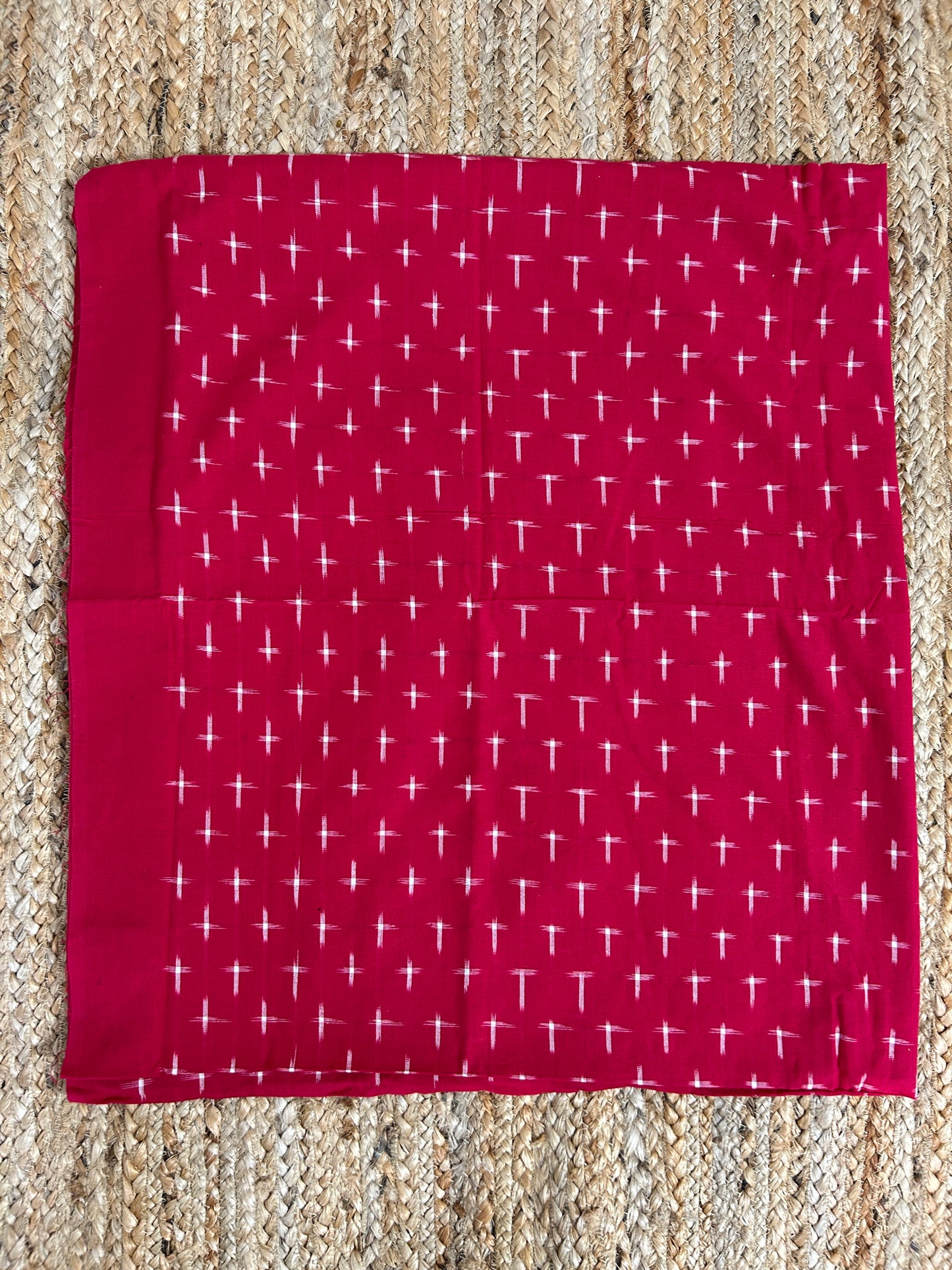 Red Double Ikat Cotton Fabric (2.5 meter)