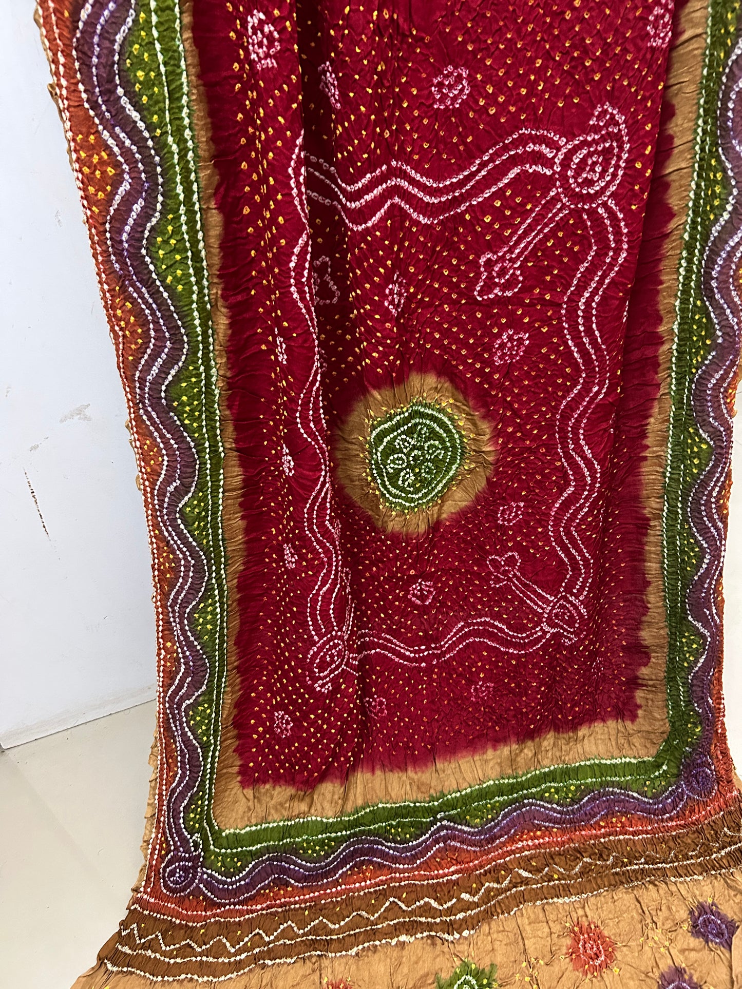 Gajji Silk Red Chandrokhi Bandhej Dupatta