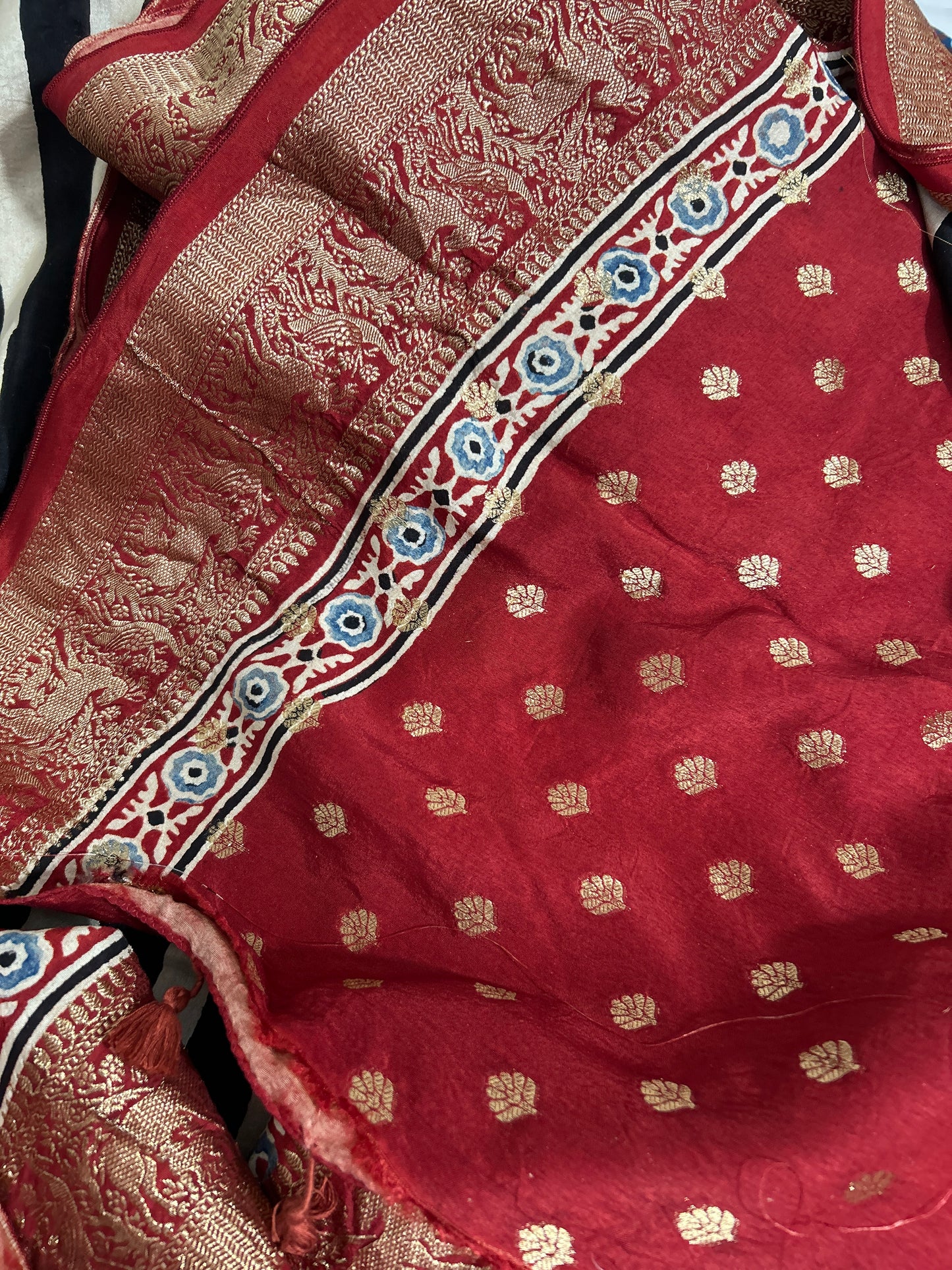 Ajrakh Dola Silk Saree with Blouse