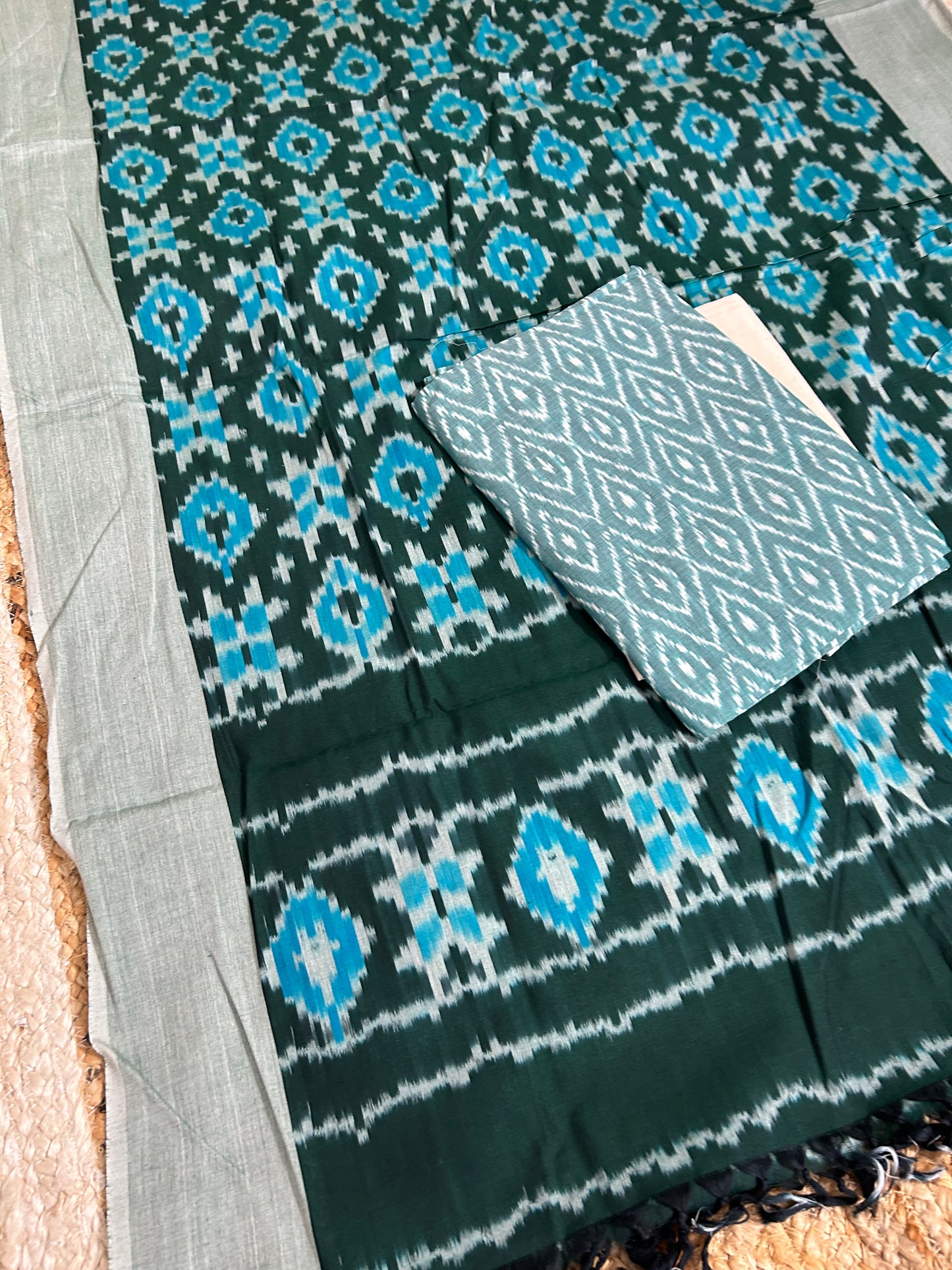 Double Ikat Mercerised Cotton Dress Material