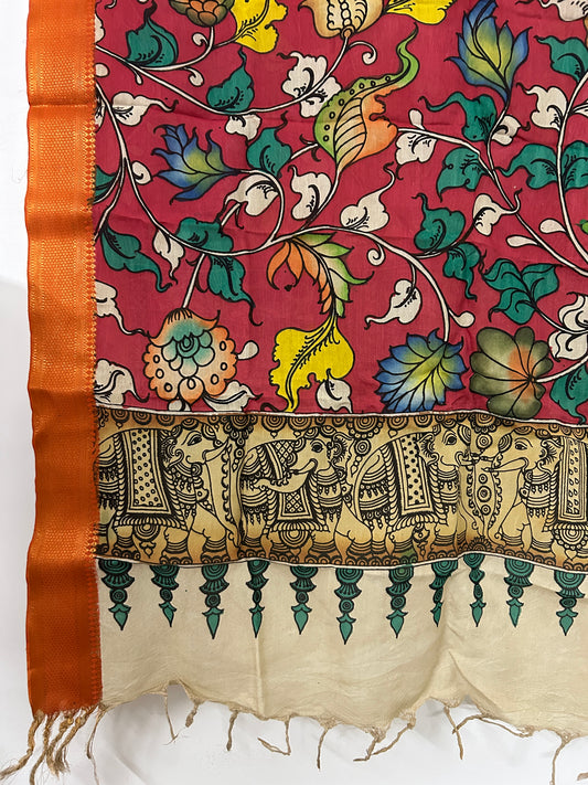 Kalamkari Hand Painted Silk Dupatta