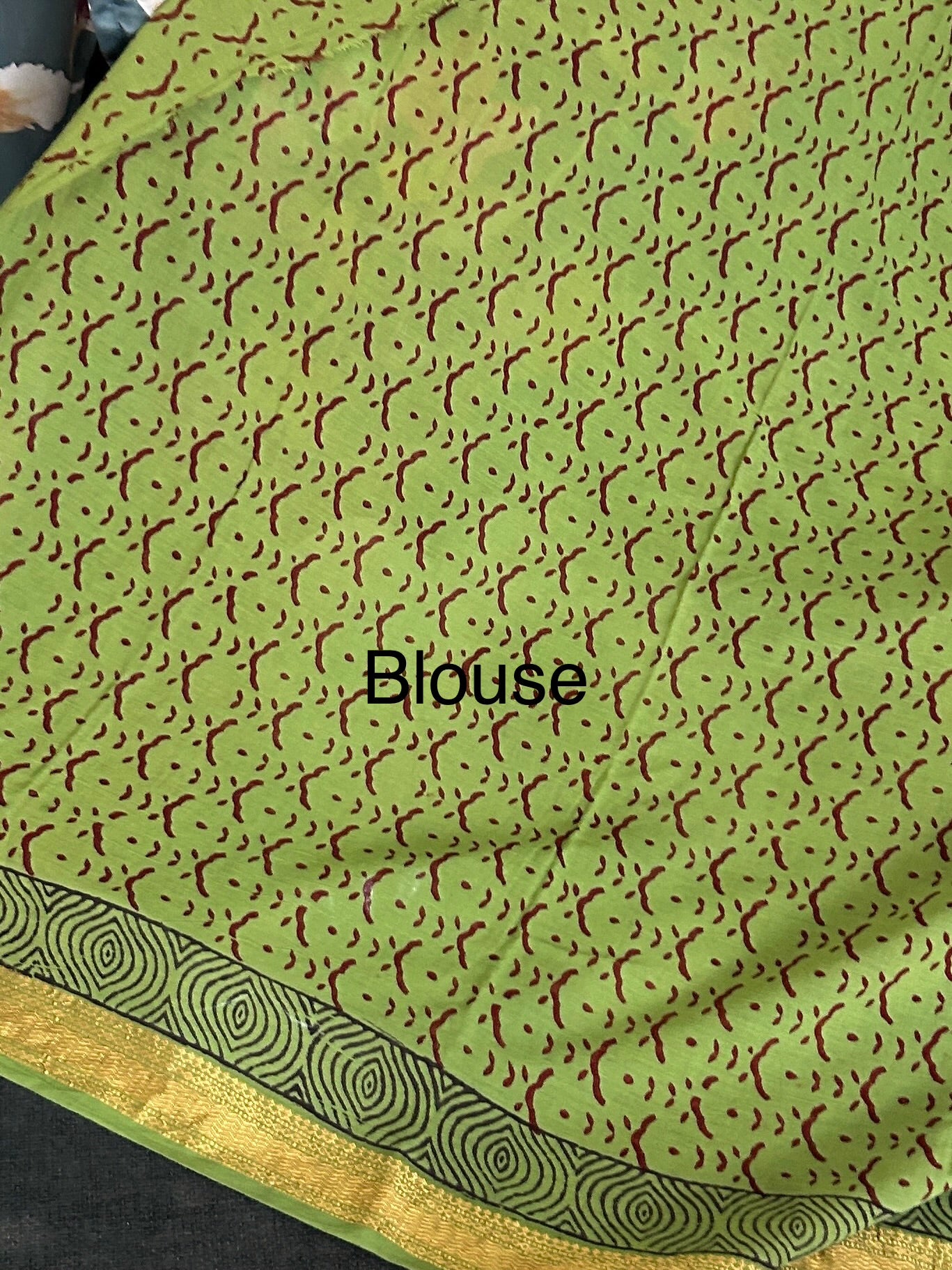 Bagh Print Cotton Saree with zari Border