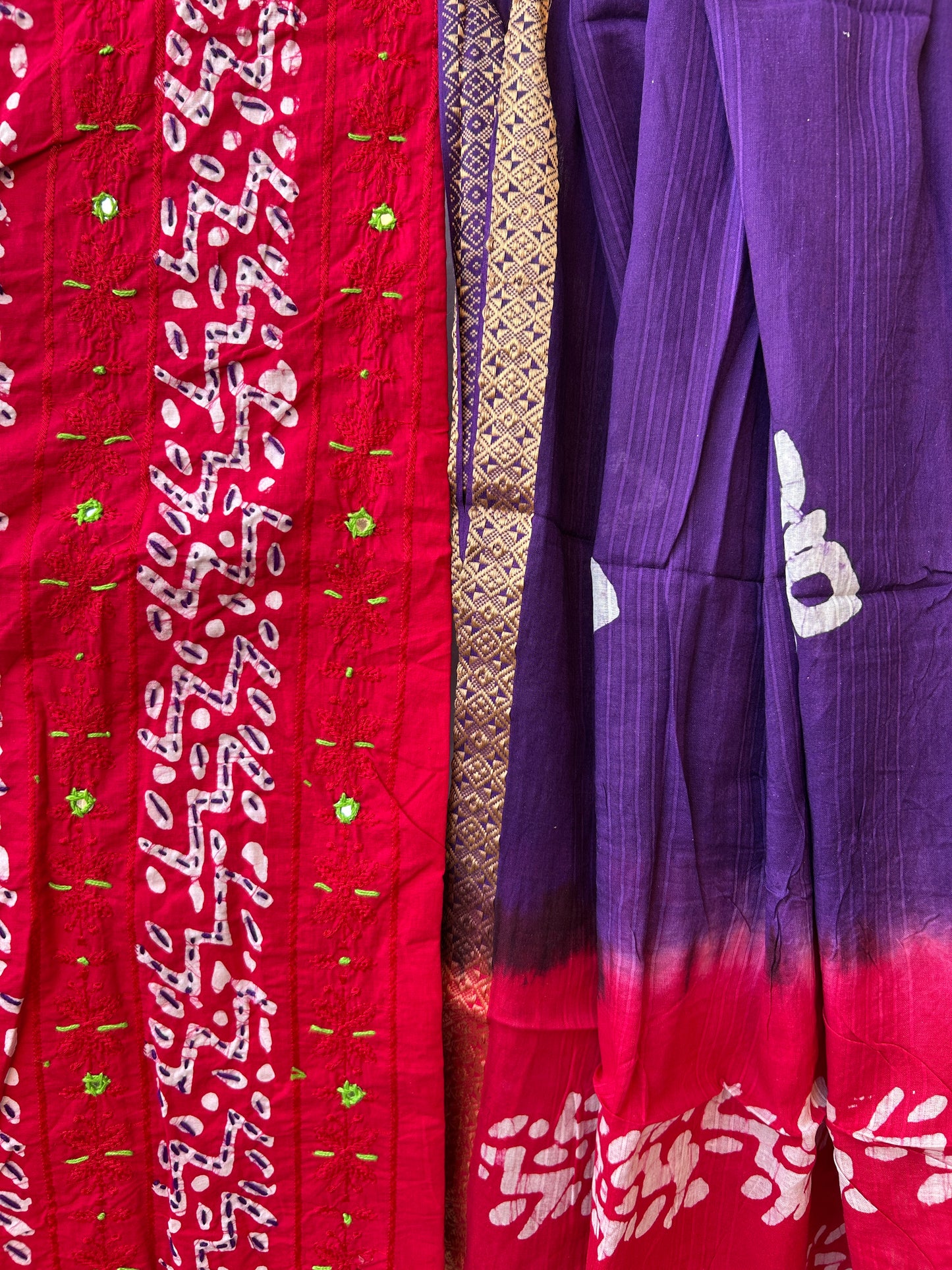 Bandhej Cotton Handwork Dress Material