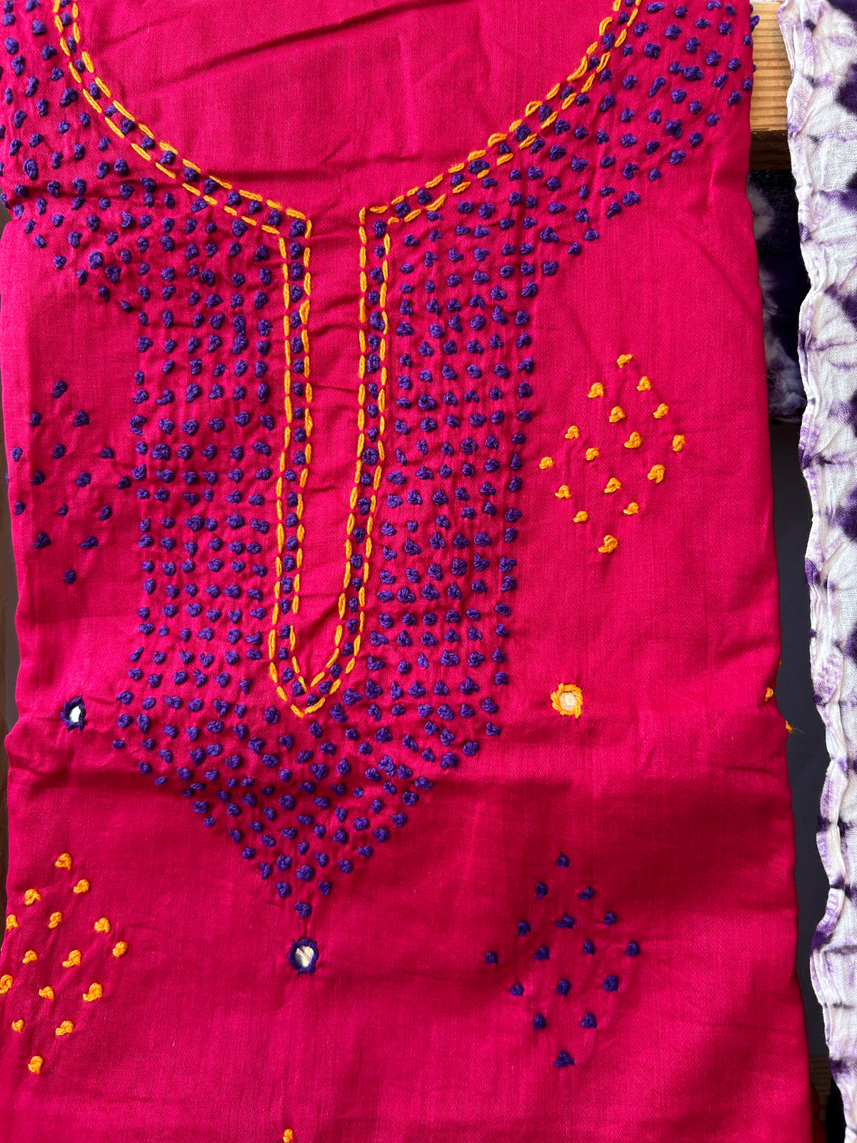 Bandhej Satin Cotton Dress Material