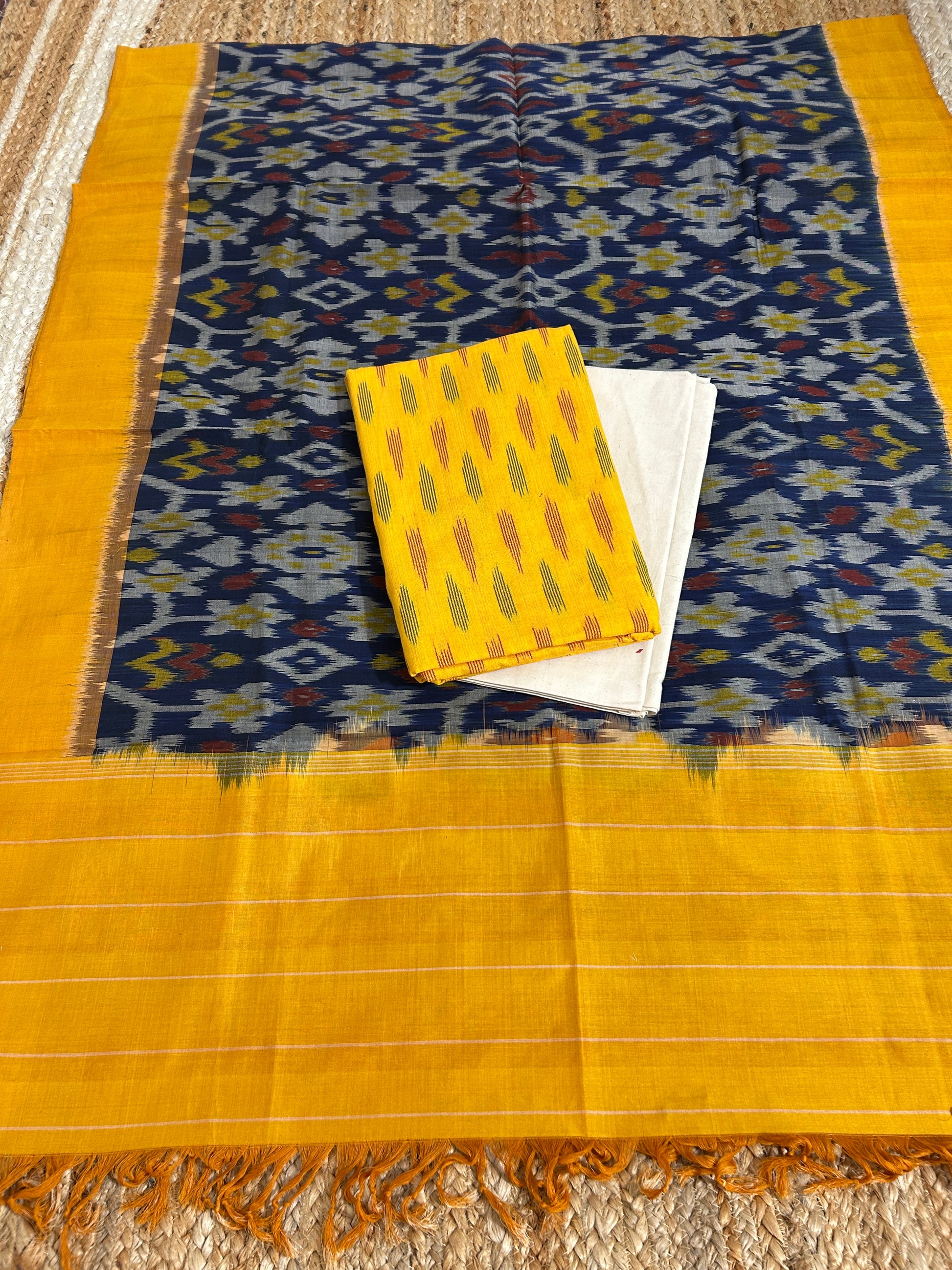 Double Ikat Cotton Dress Material