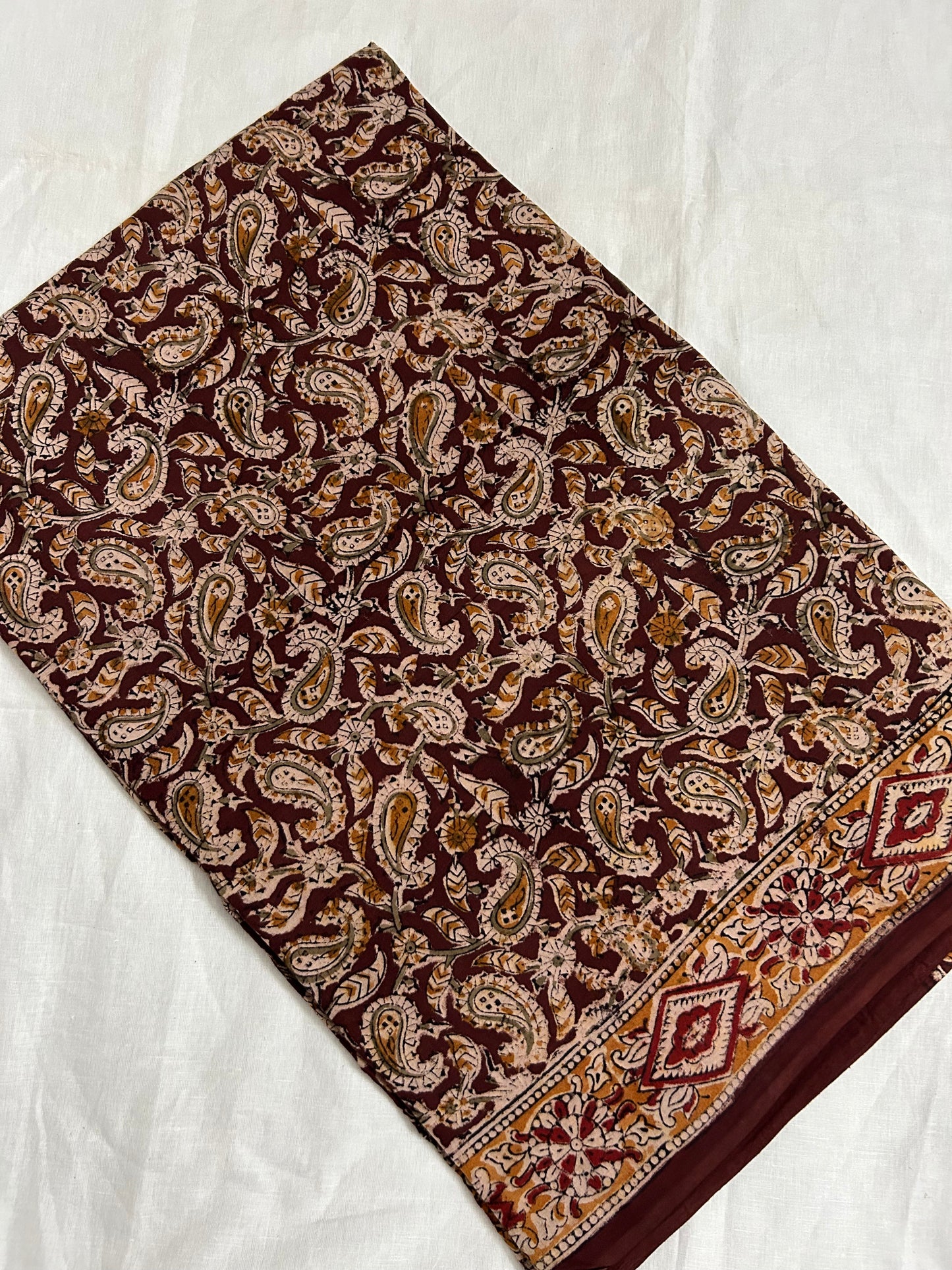 Kalamkari Malmal cotton saree with blouse