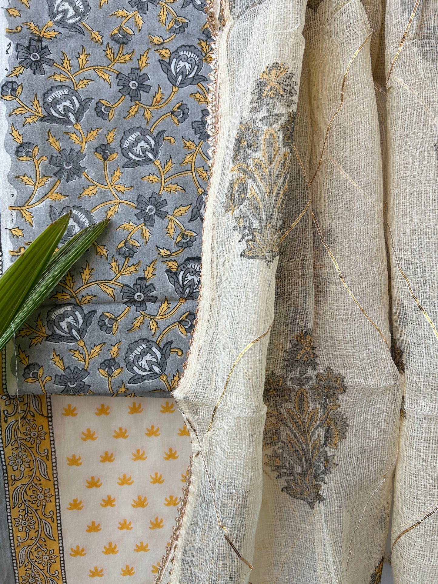 Hand BlockPrint Cotton Dress Material with Kota Doriya dupatta