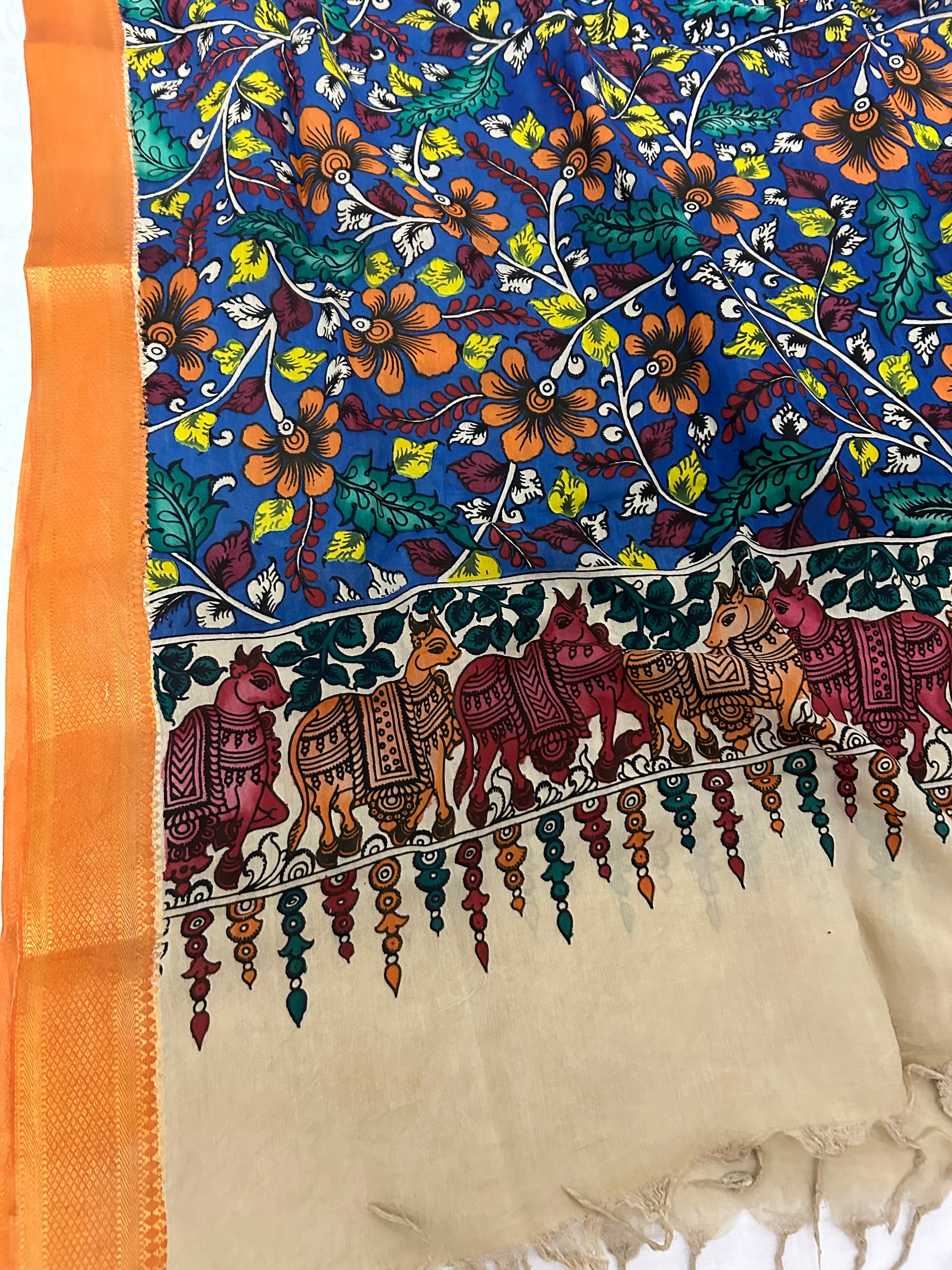 Kalamkari Hand Painted Silk Dupatta