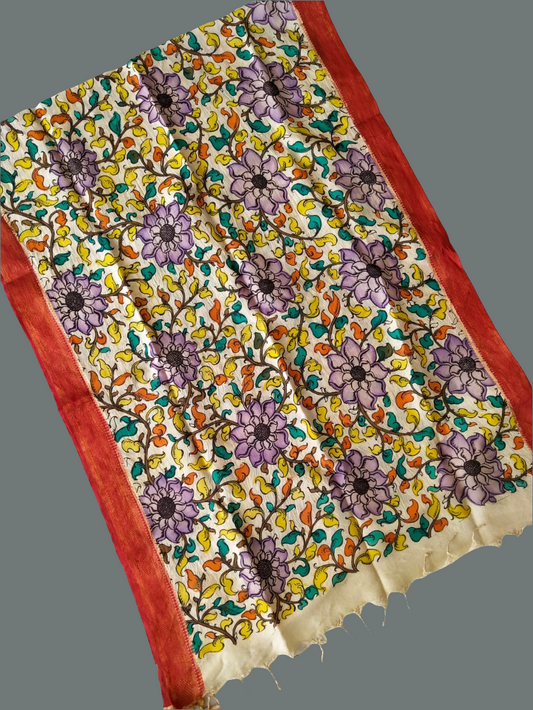 Kalamkari Hand Painted Silk Dupatta