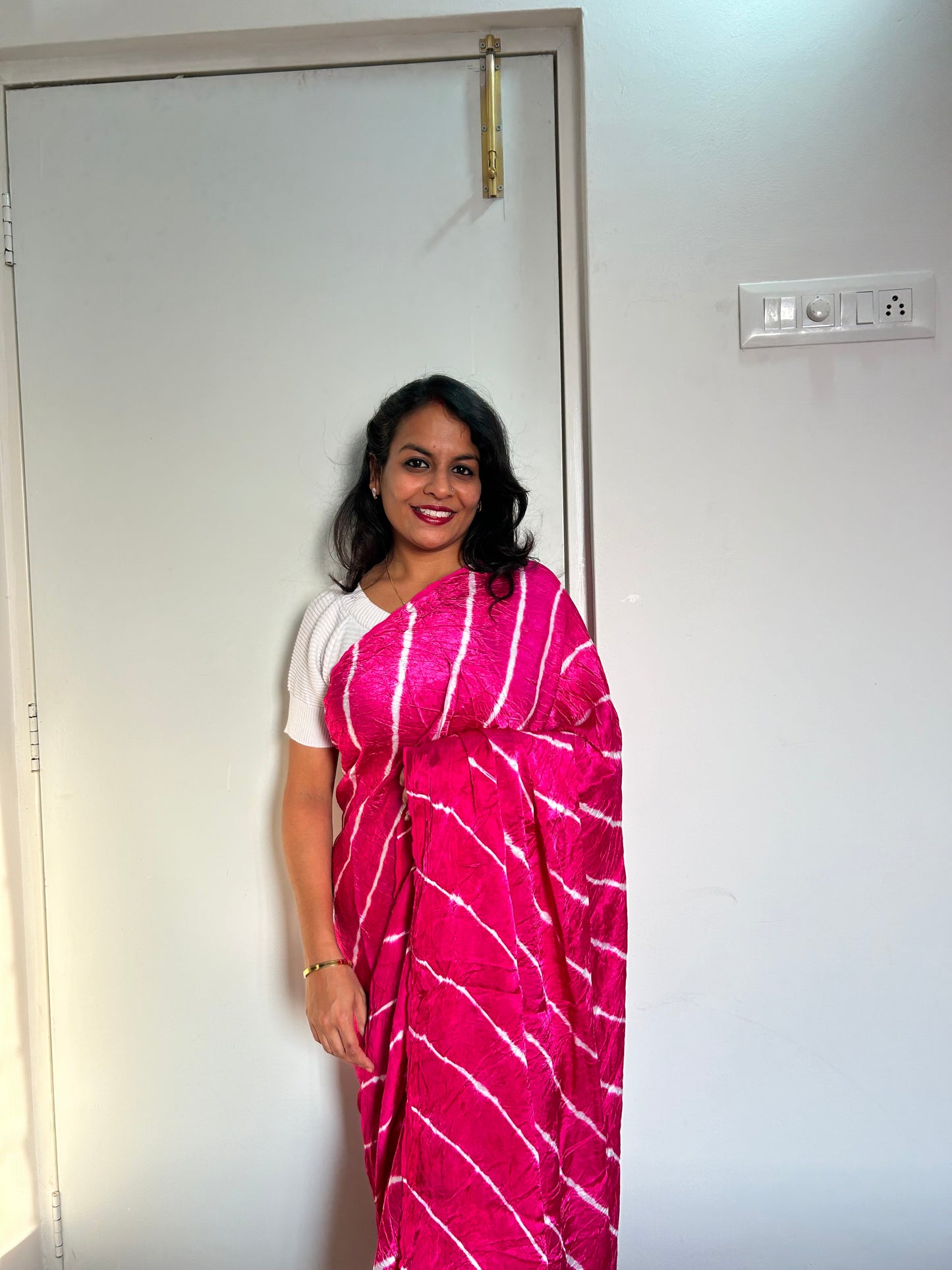 Pure gajji silk Lehariya Saree