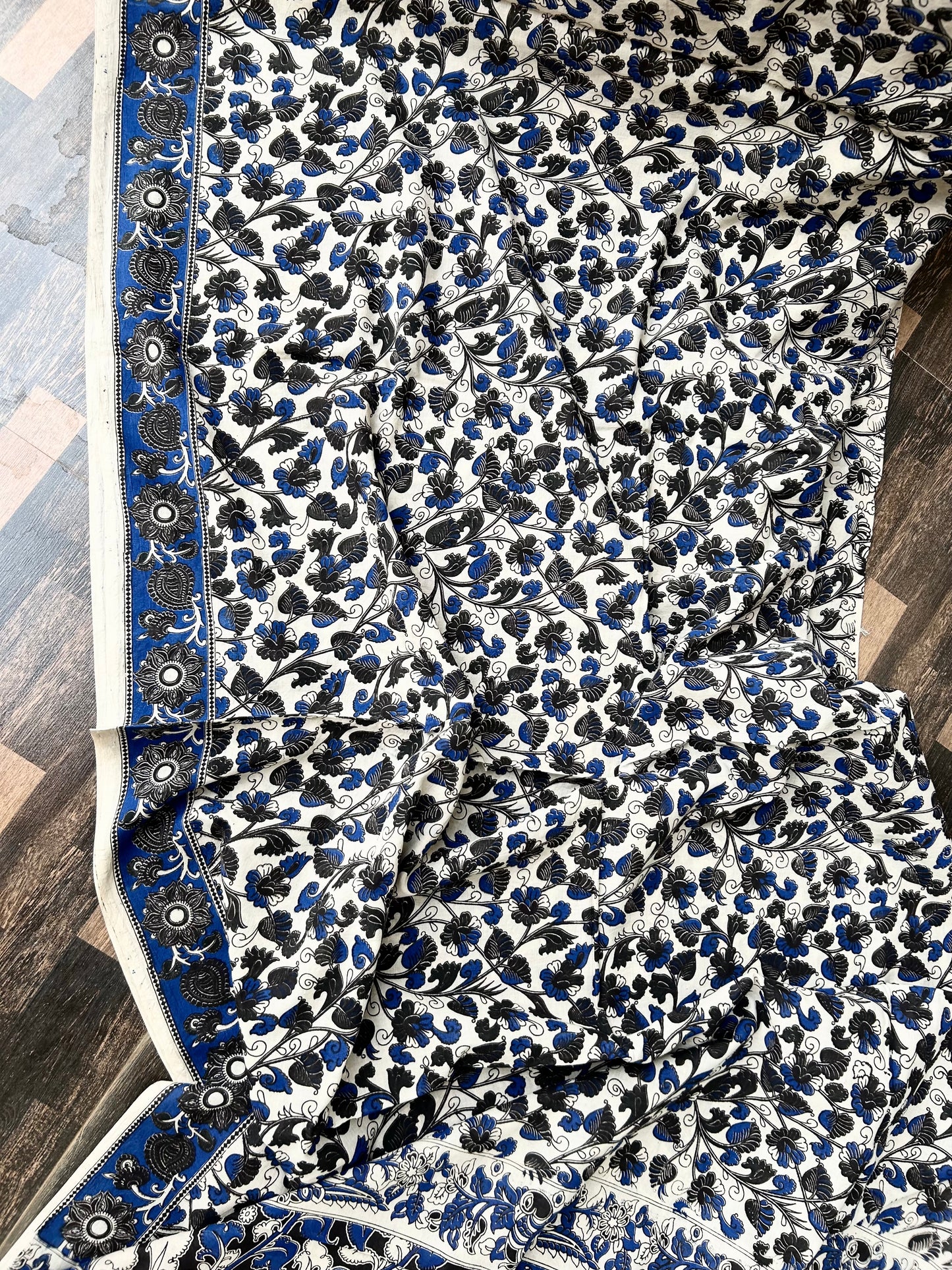 Kalamkari Malmal Cotton Saree with blouse