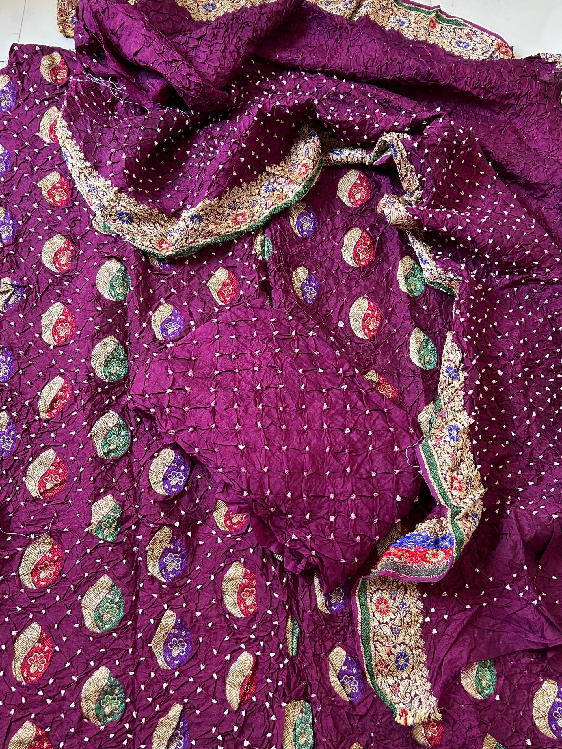 Gadwal Silk Bandhej Dress Material