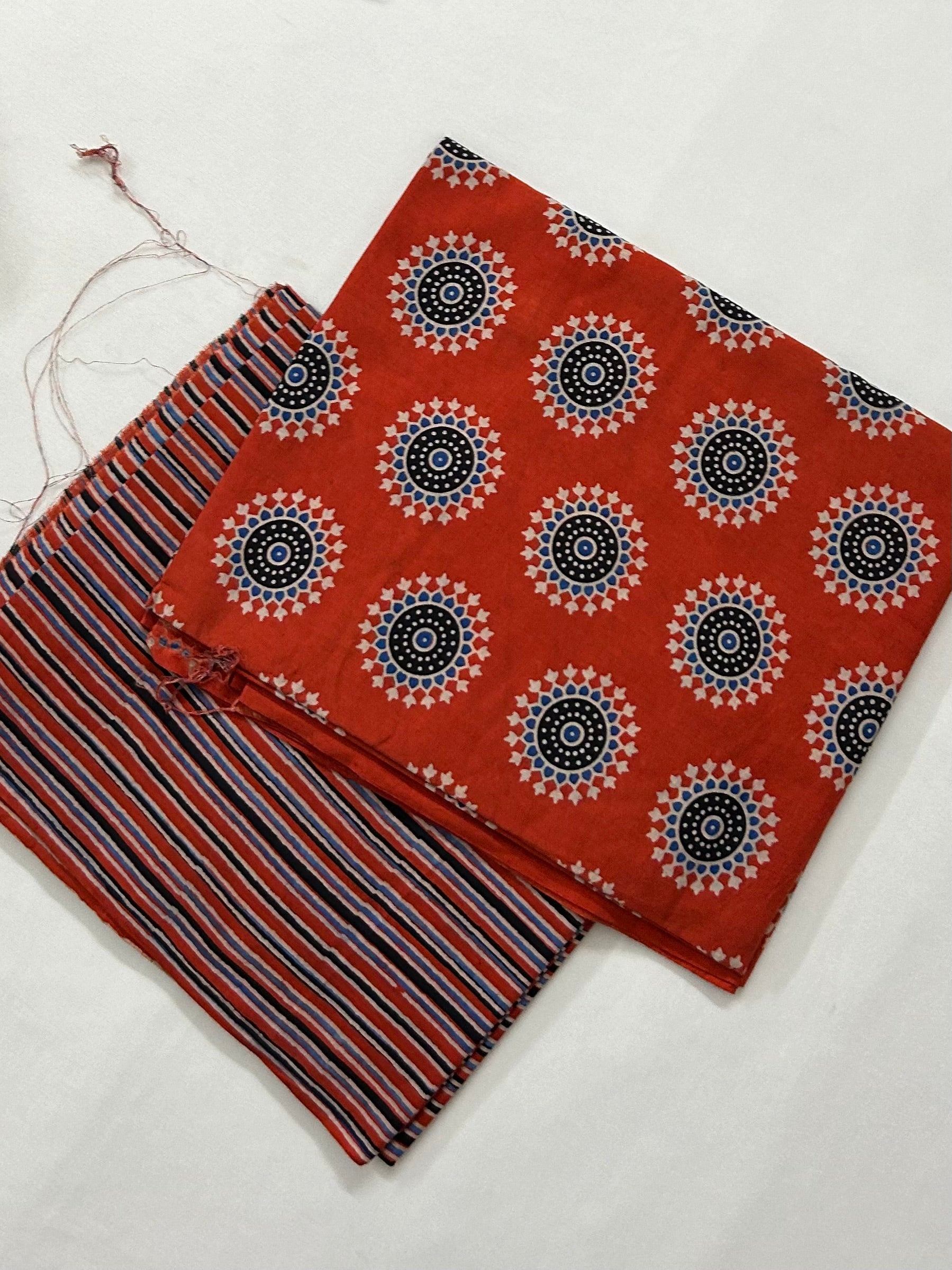 Ajrakh Cotton Top Bottom Set