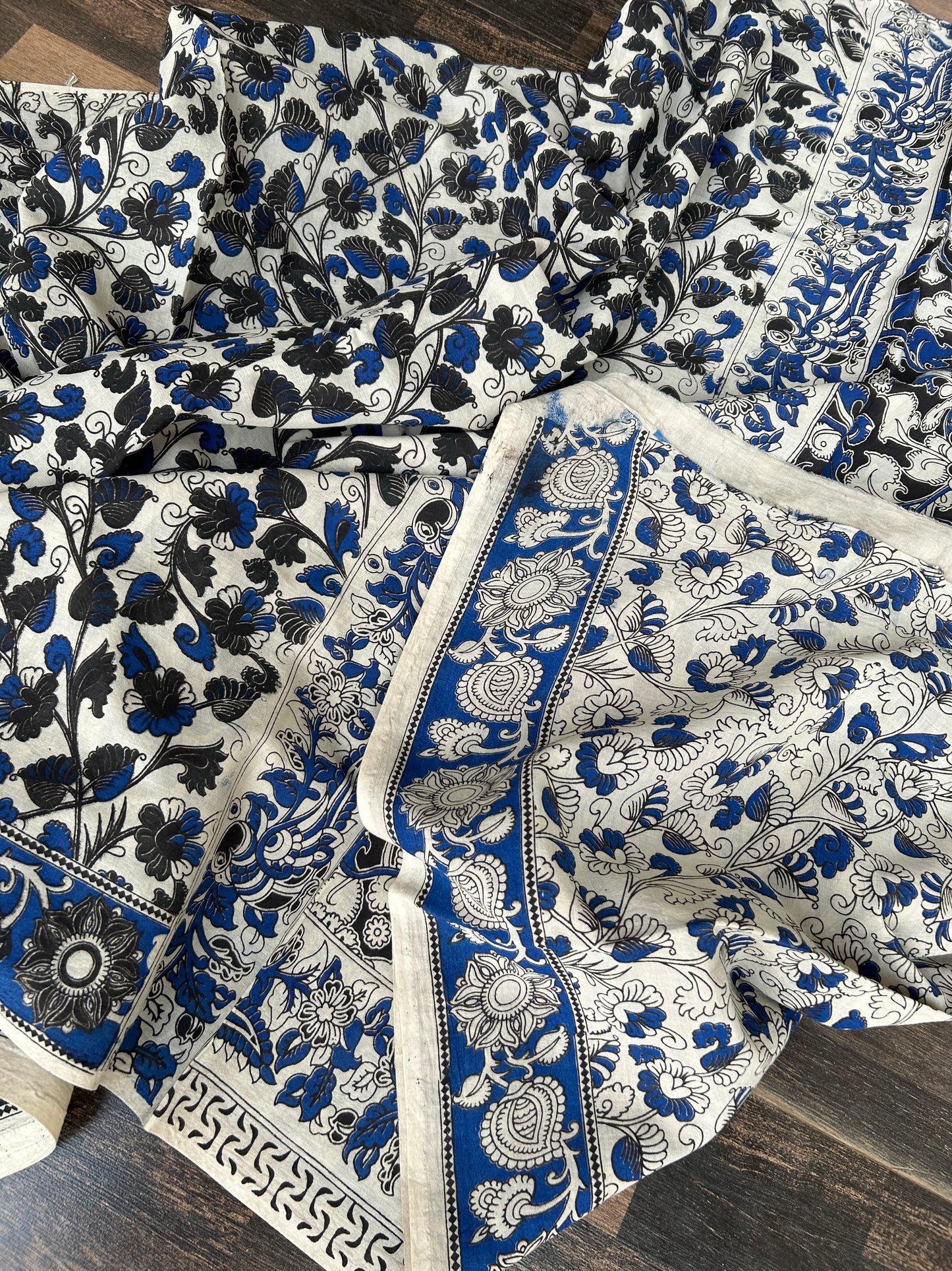 Kalamkari Malmal Cotton Saree with blouse