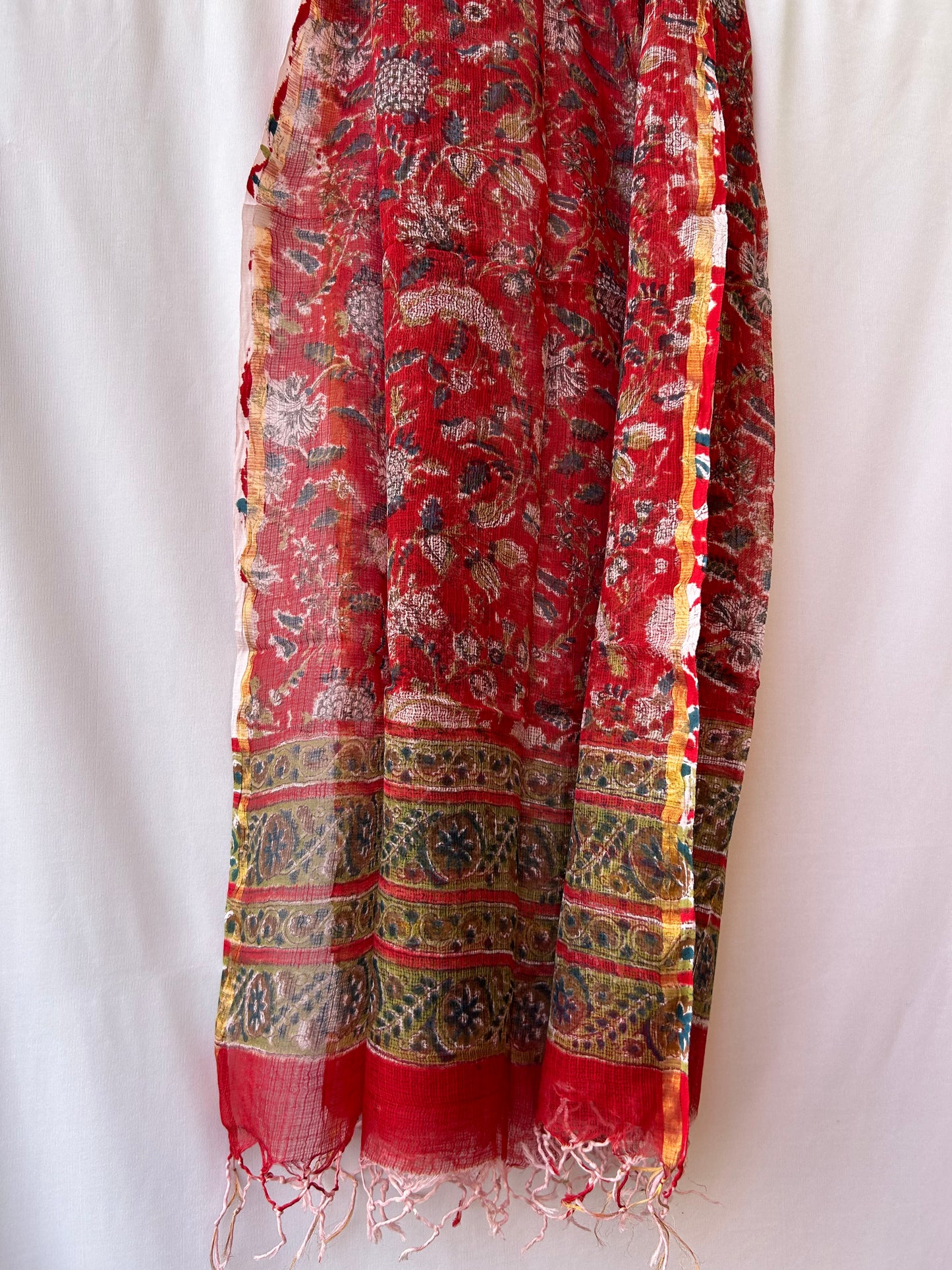 Pure Kota doriya hand blockprinted Dupatta