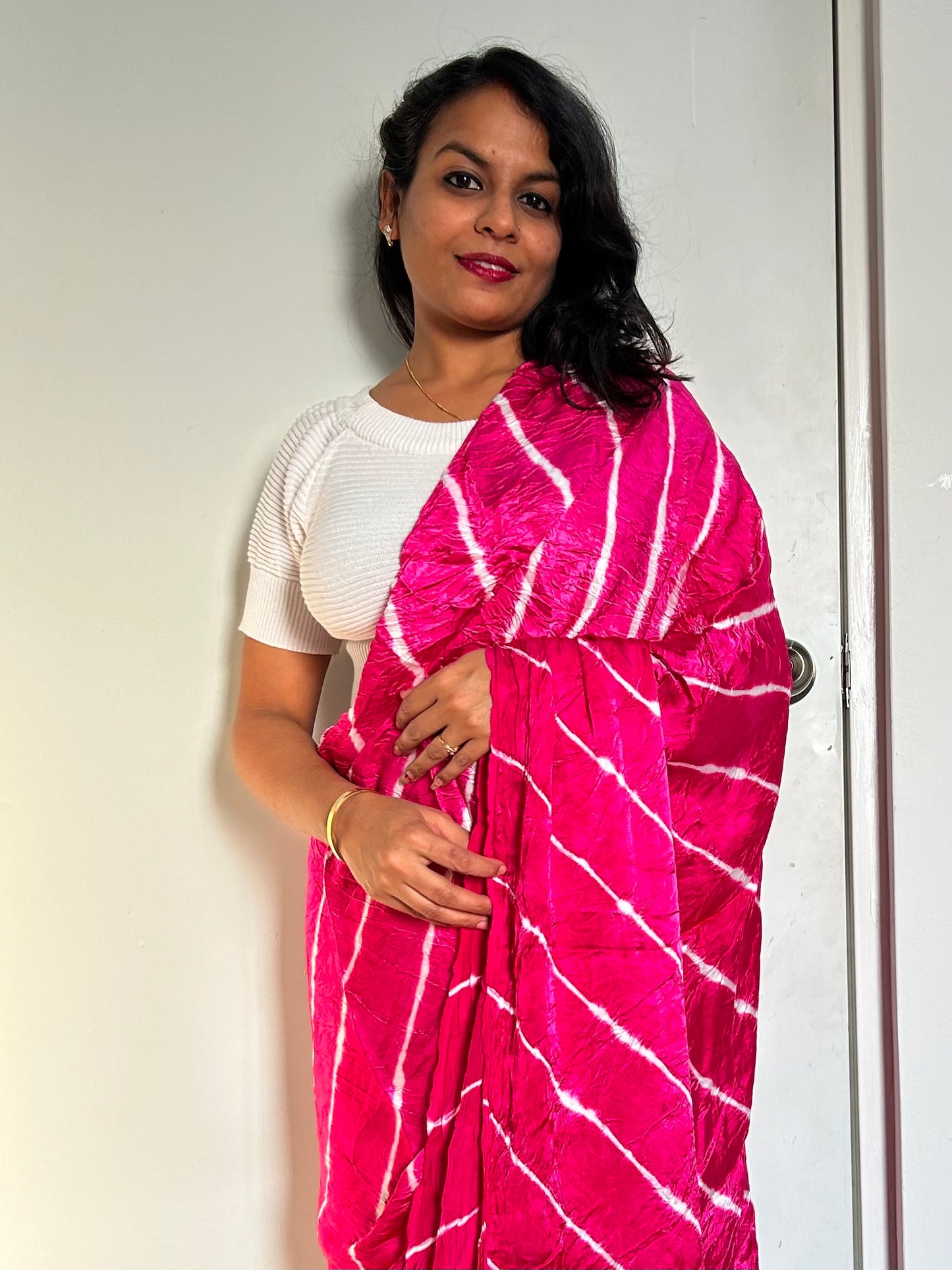 Pure gajji silk Lehariya Saree