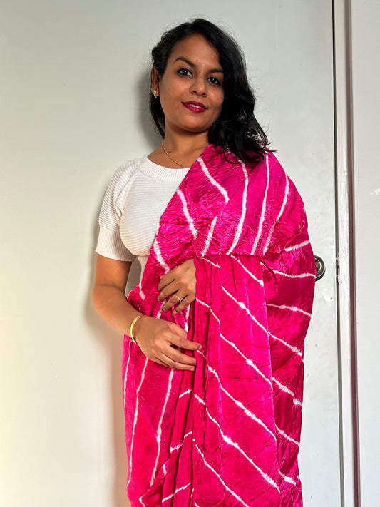 Pure gajji silk Lehariya Saree