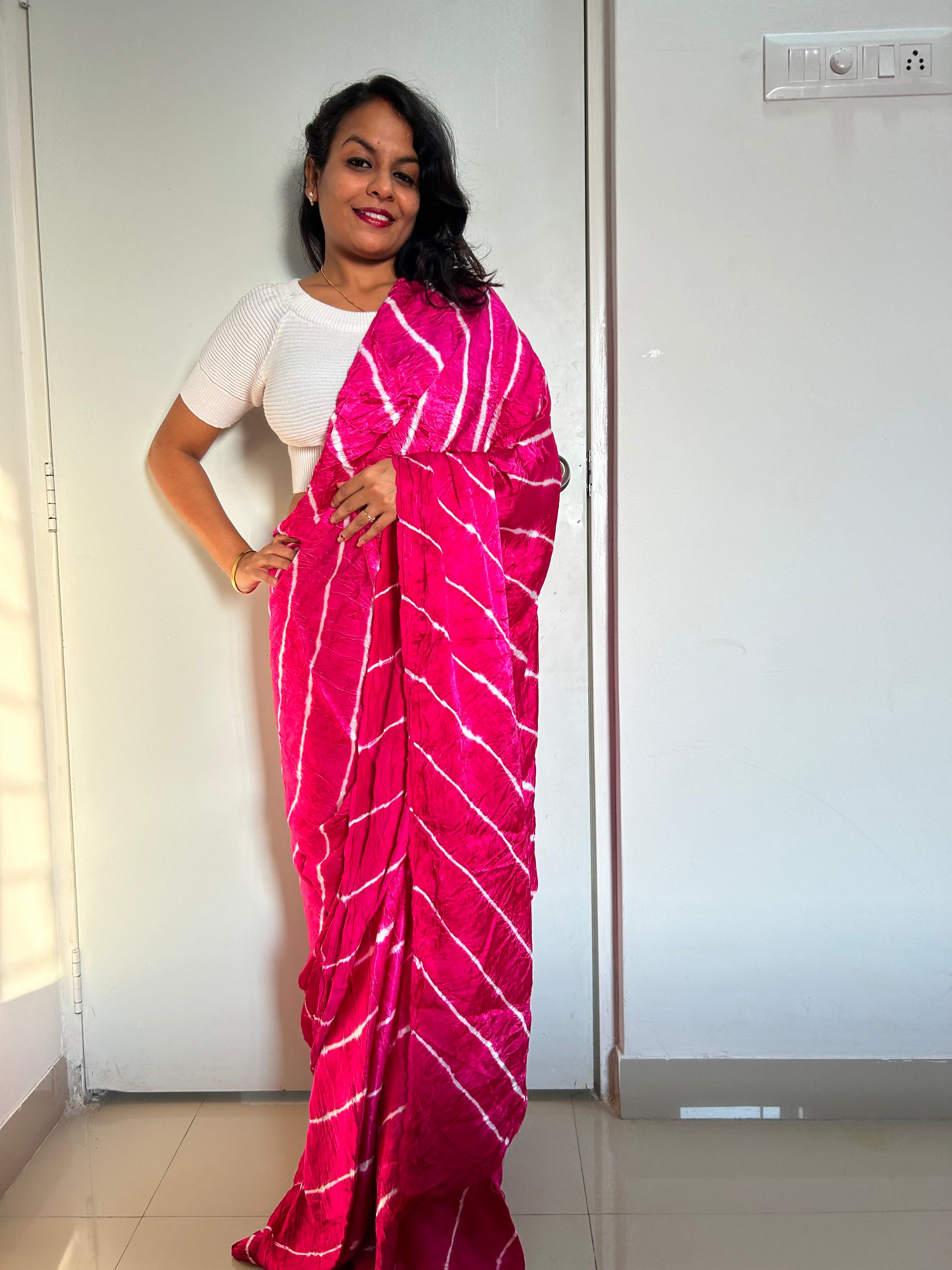 Pure gajji silk Lehariya Saree