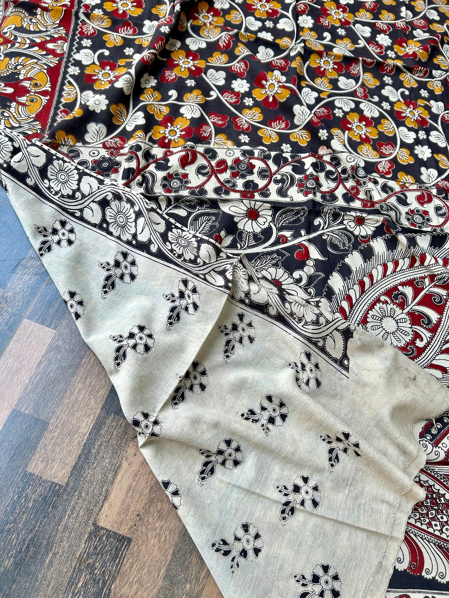 Kalamkari Malmal Cotton Saree with blouse
