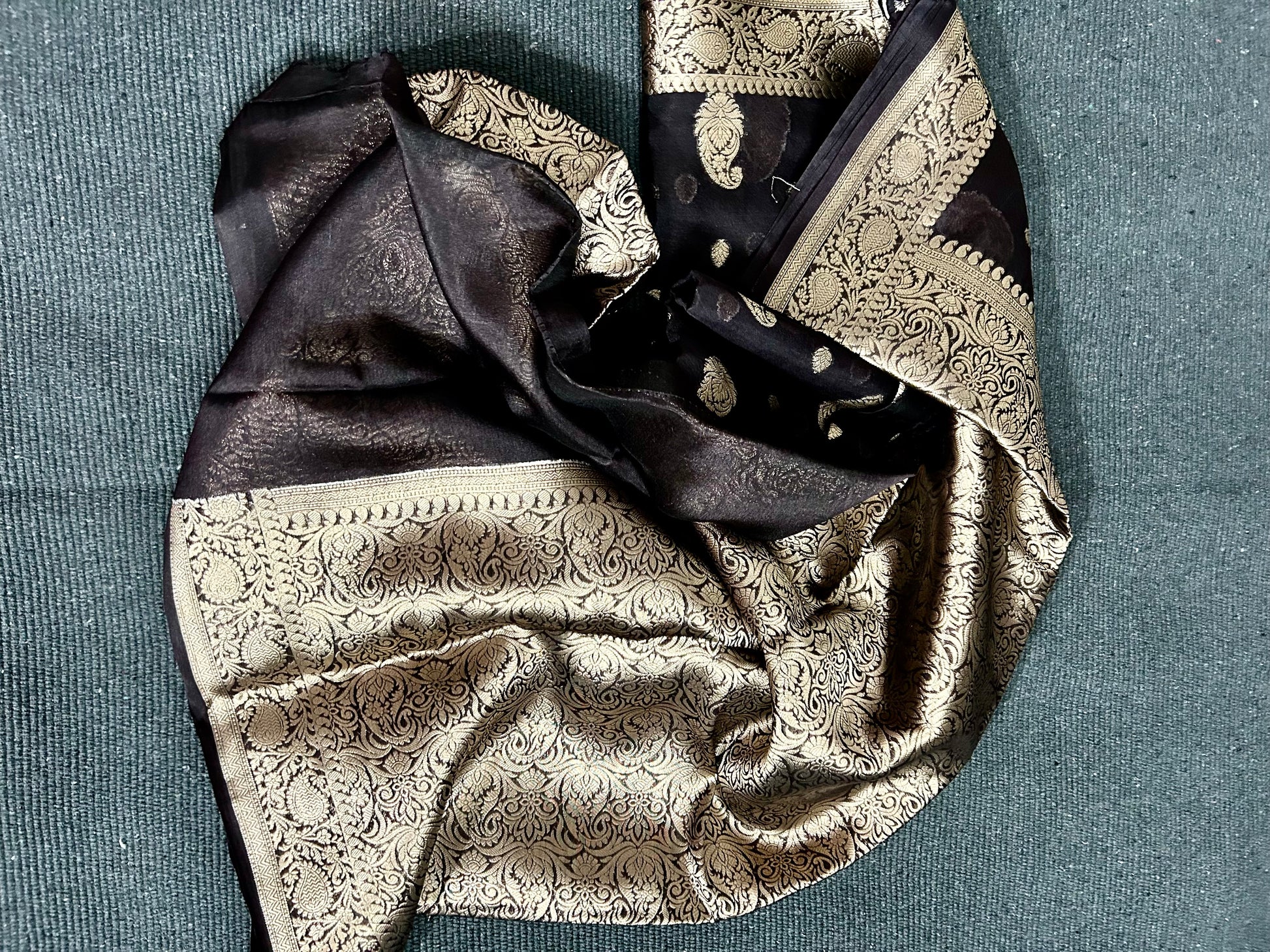 Black Banarasi Soft Georgette Silk Saree