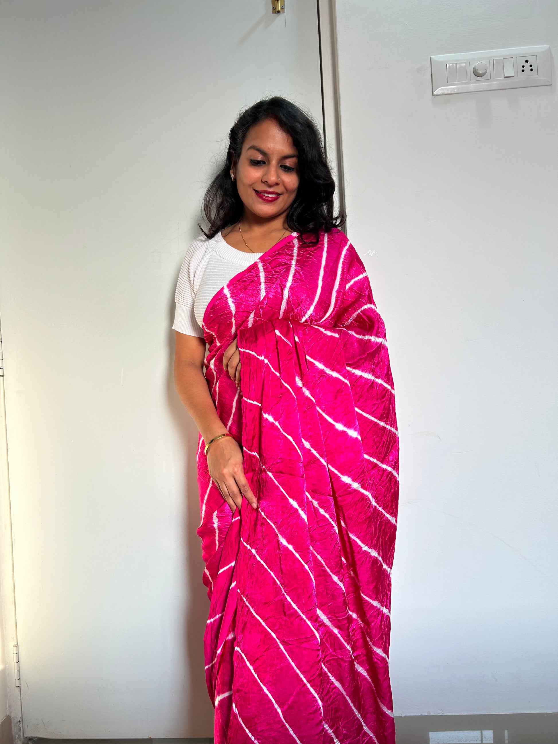 Pure gajji silk Lehariya Saree
