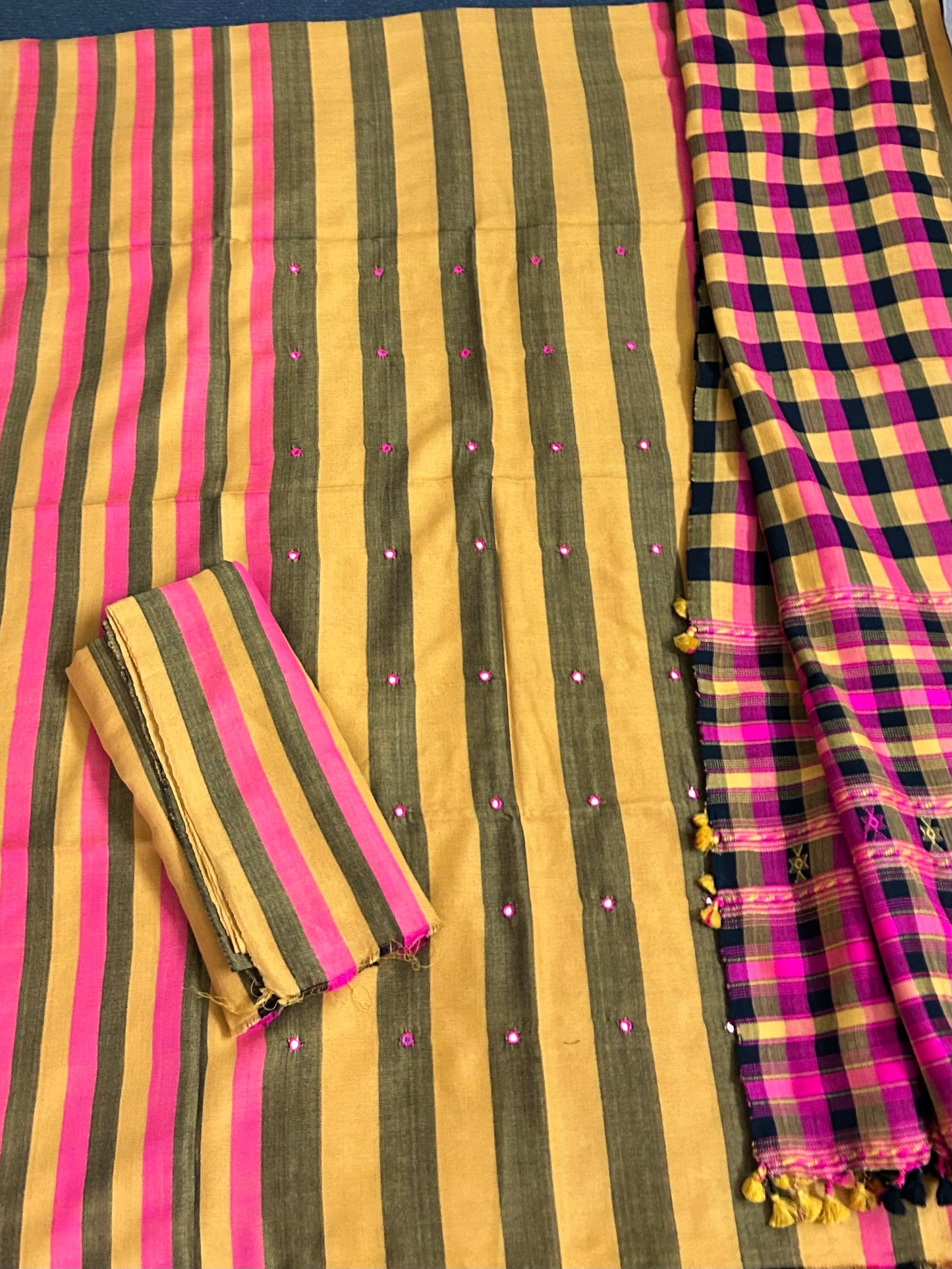 Bhujodi Kutch embroidered Kala cotton Dress Material