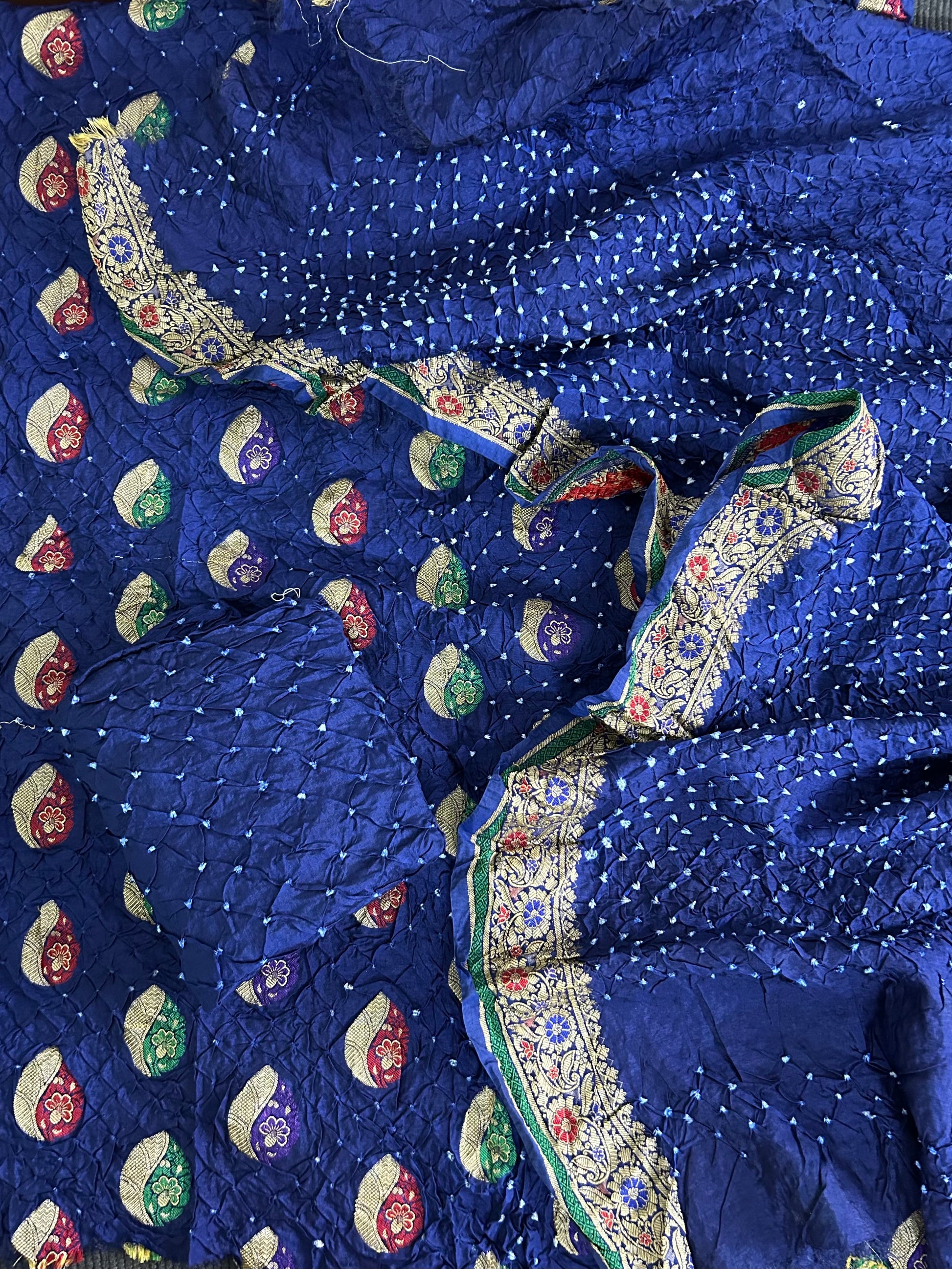 Gadwal Silk Bandhej Dress Material