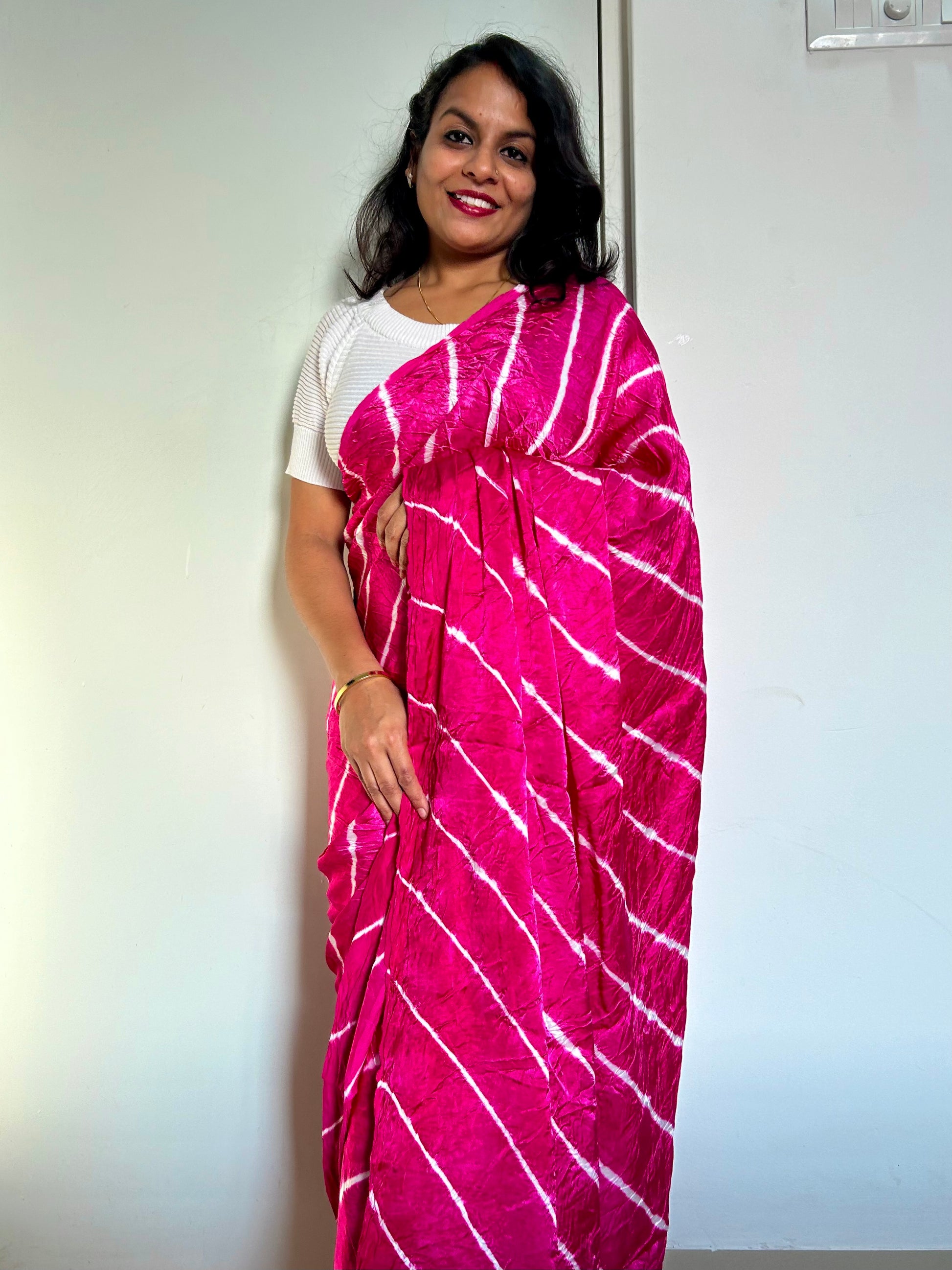 Pure gajji silk Lehariya Saree